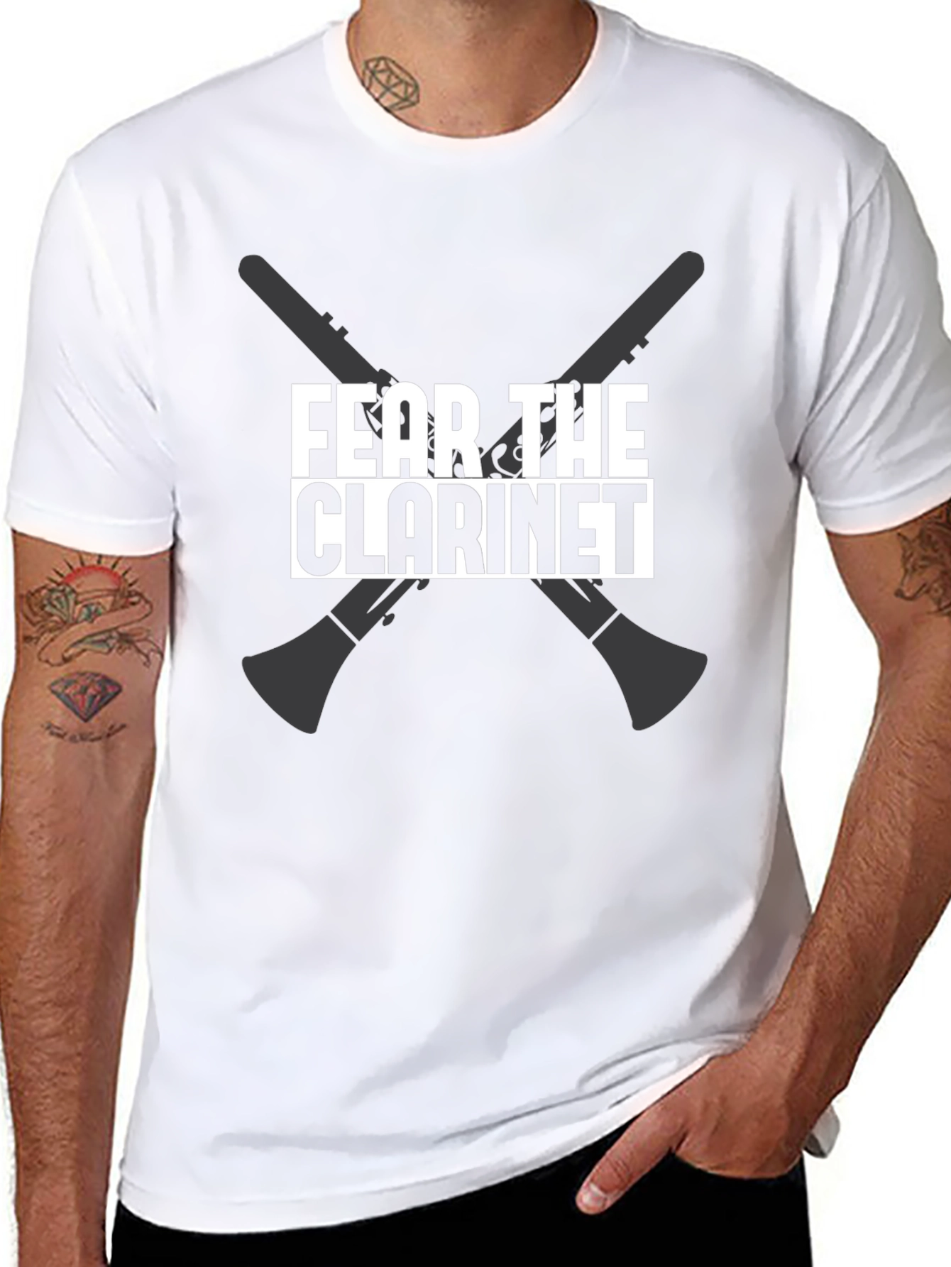 Fear The Clarinet Funny Musician Black T-Shirt