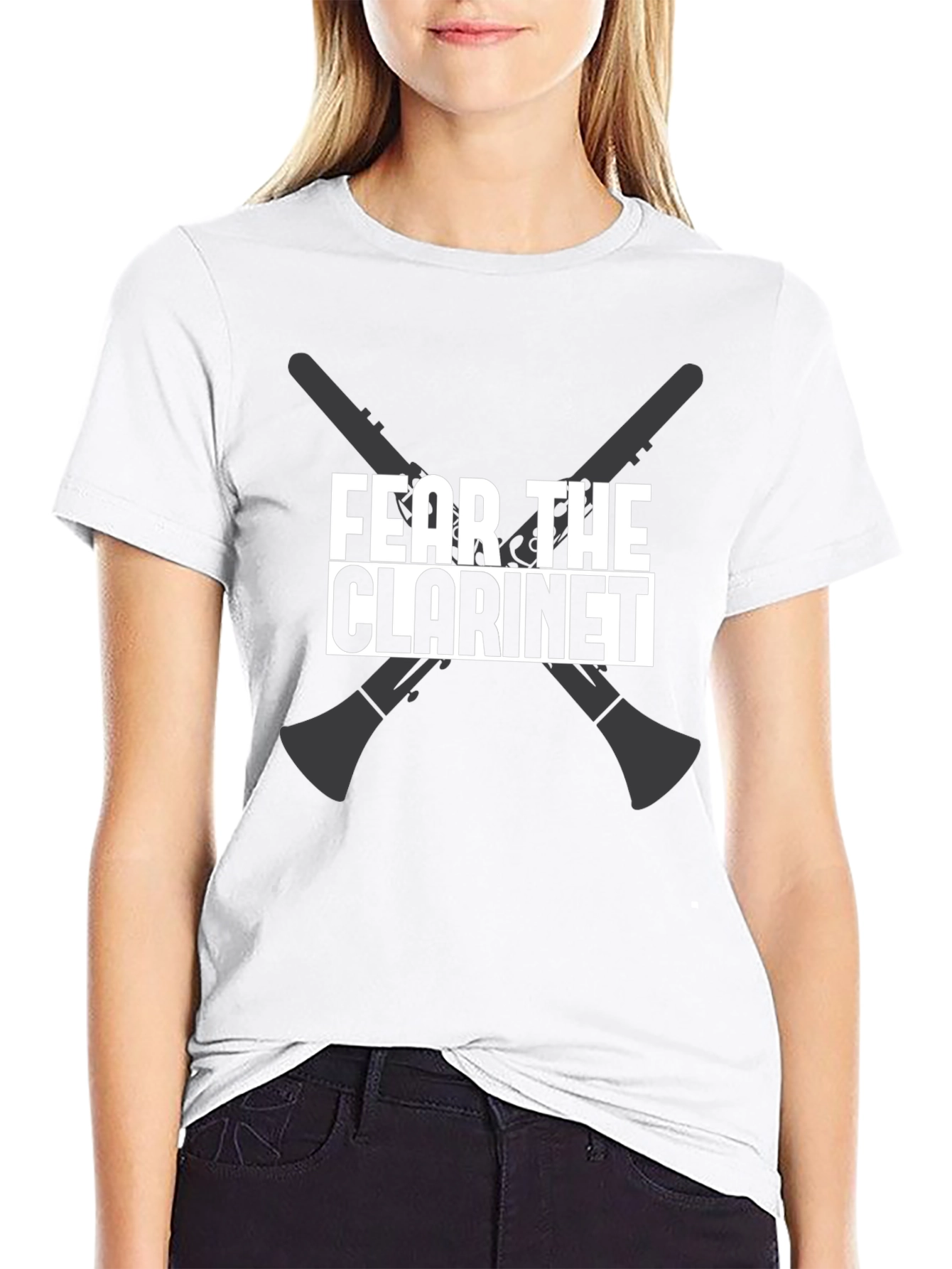 Fear The Clarinet Funny Musician Black T-Shirt