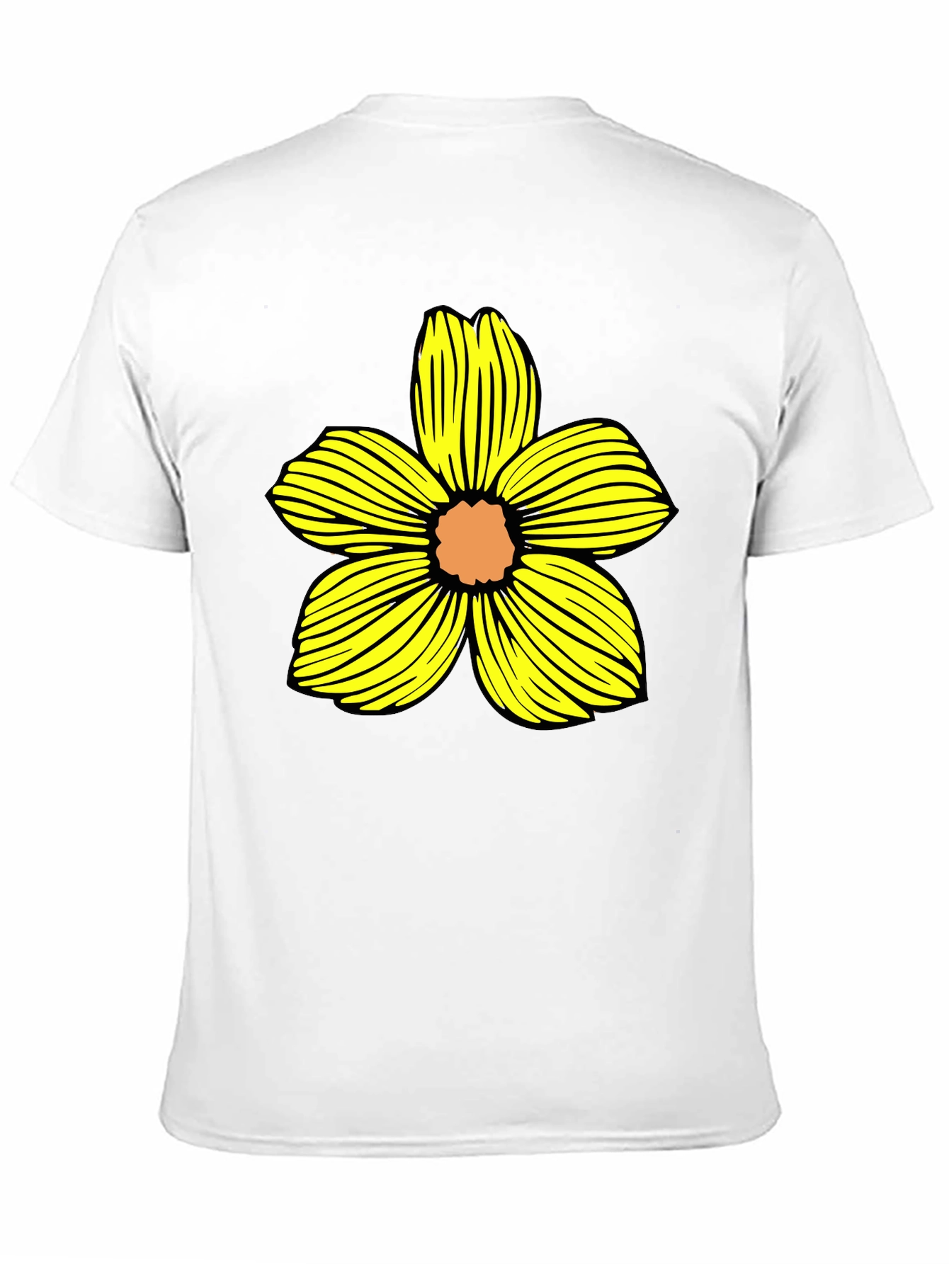 Black T-Shirt with Yellow Flower Graphic