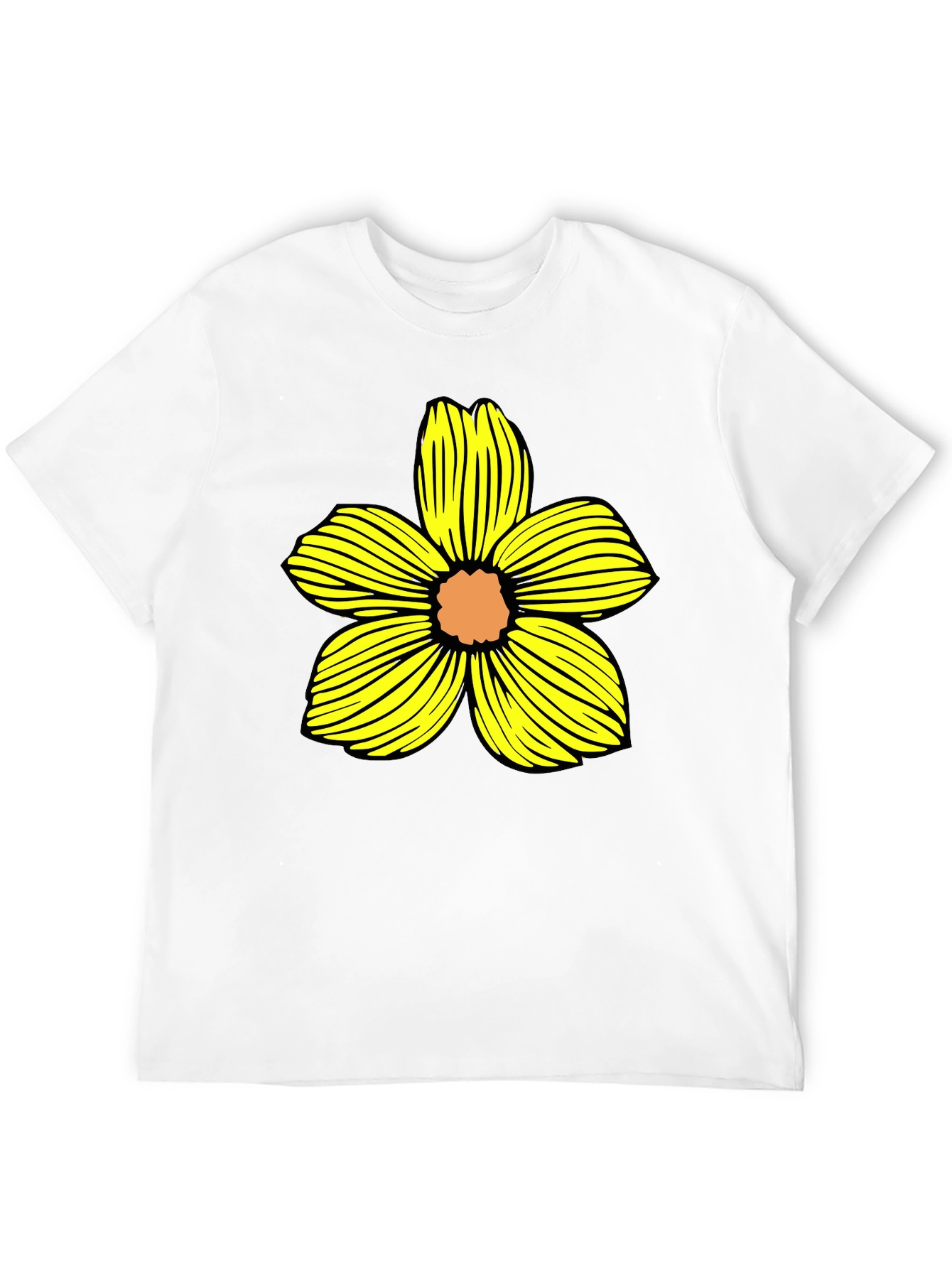 Black T-Shirt with Yellow Flower Graphic