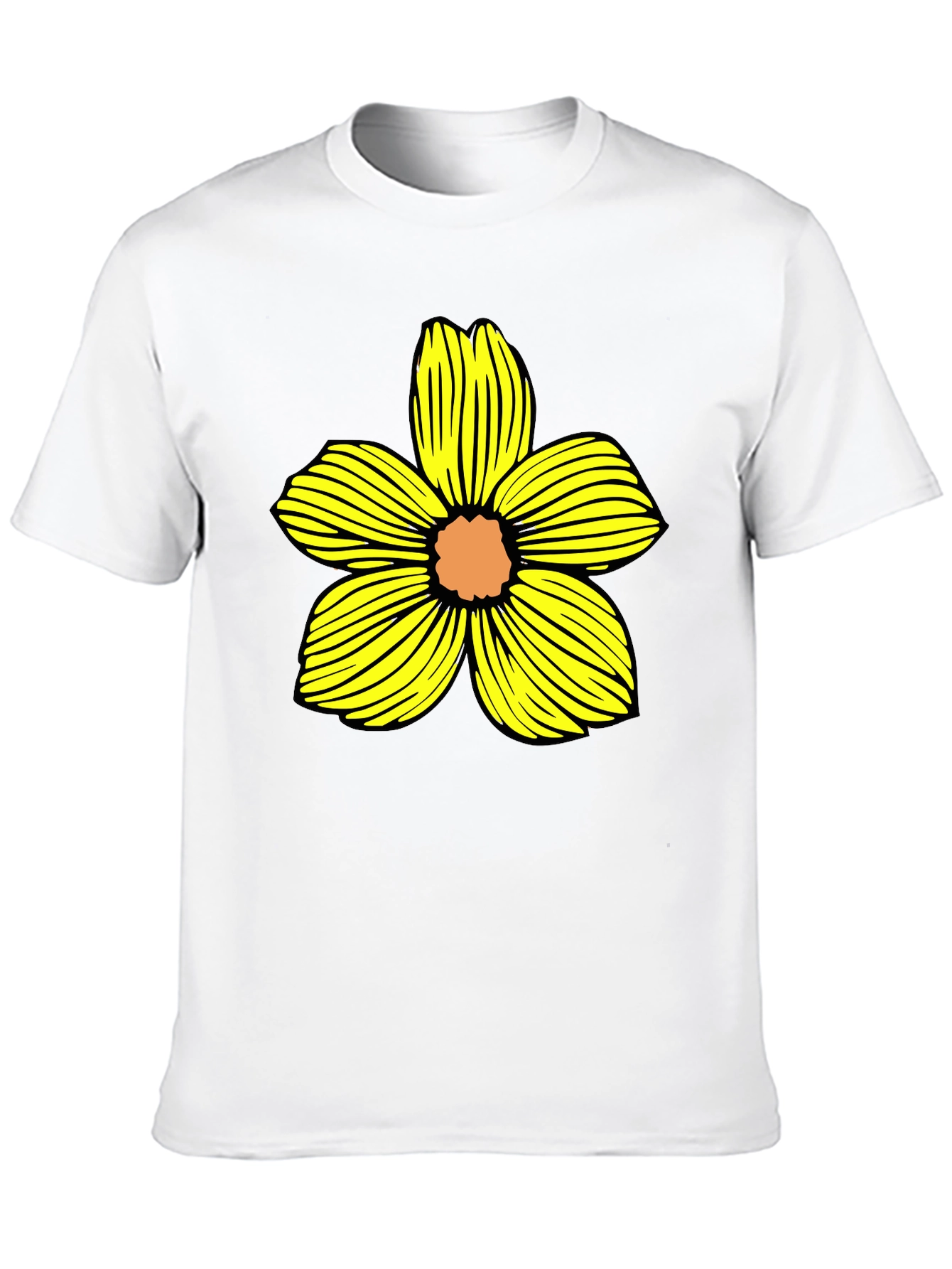 Black T-Shirt with Yellow Flower Graphic