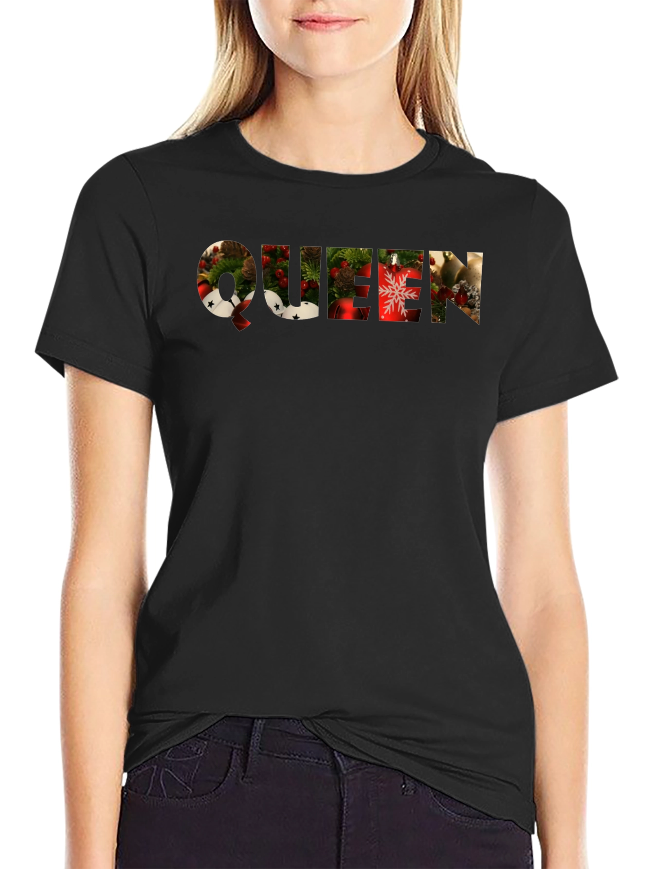 Christmas Queen Black Graphic Tee