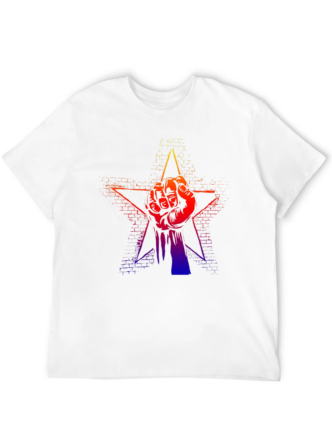 Gradient Fist Star Graphic Black T-Shirt