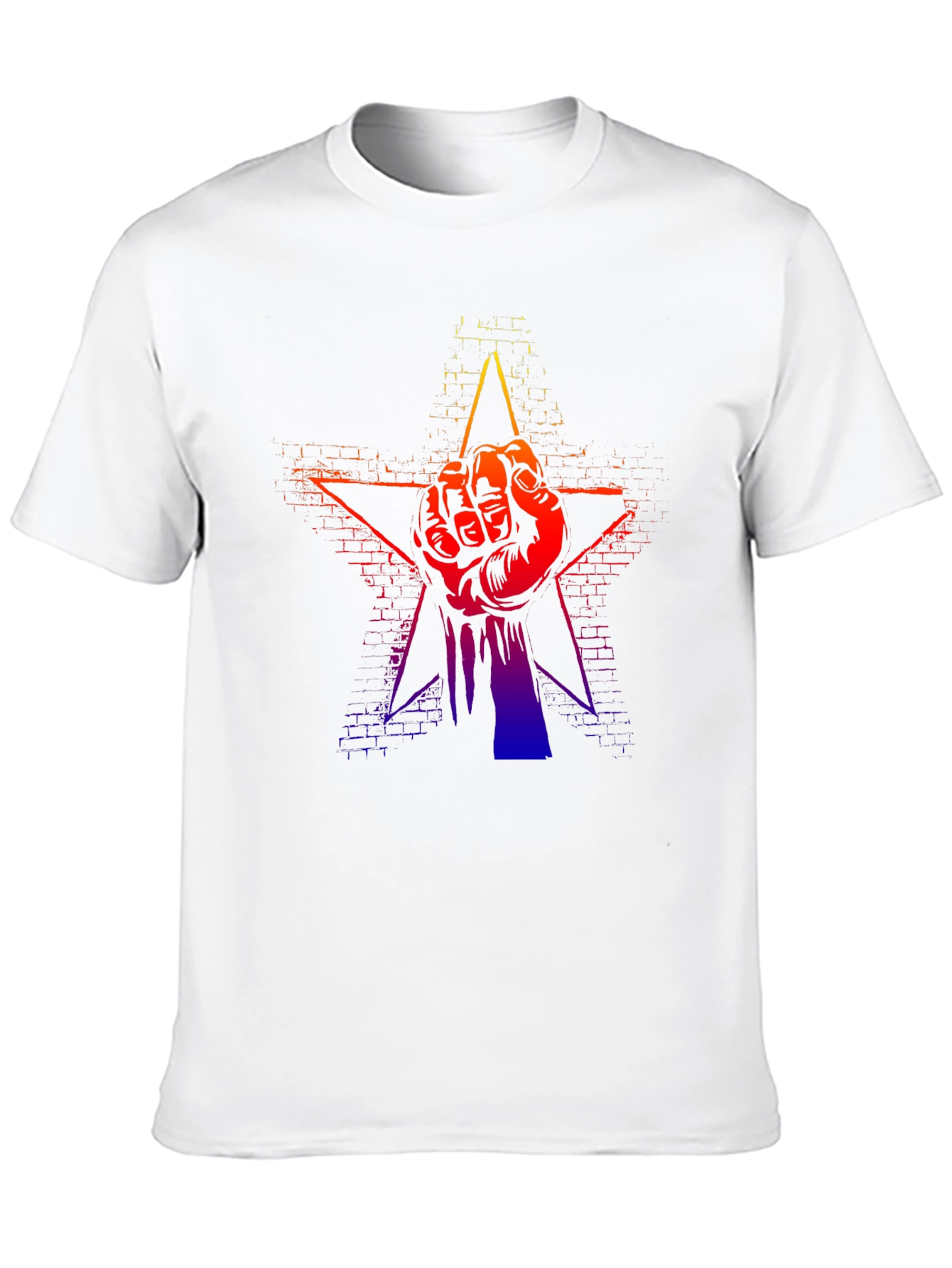 Gradient Fist Star Graphic Black T-Shirt