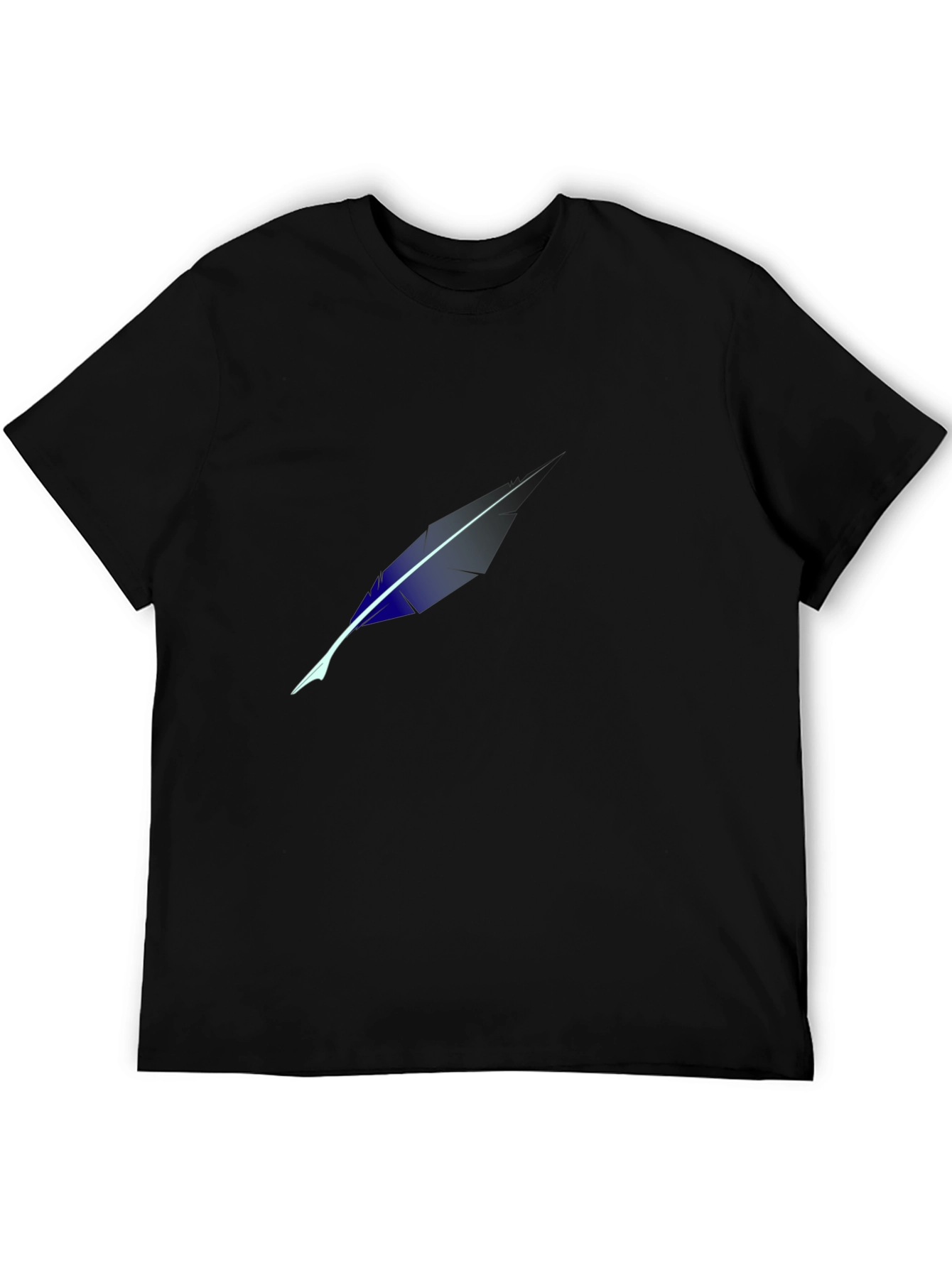 Mens Black T-Shirt with Feather Design