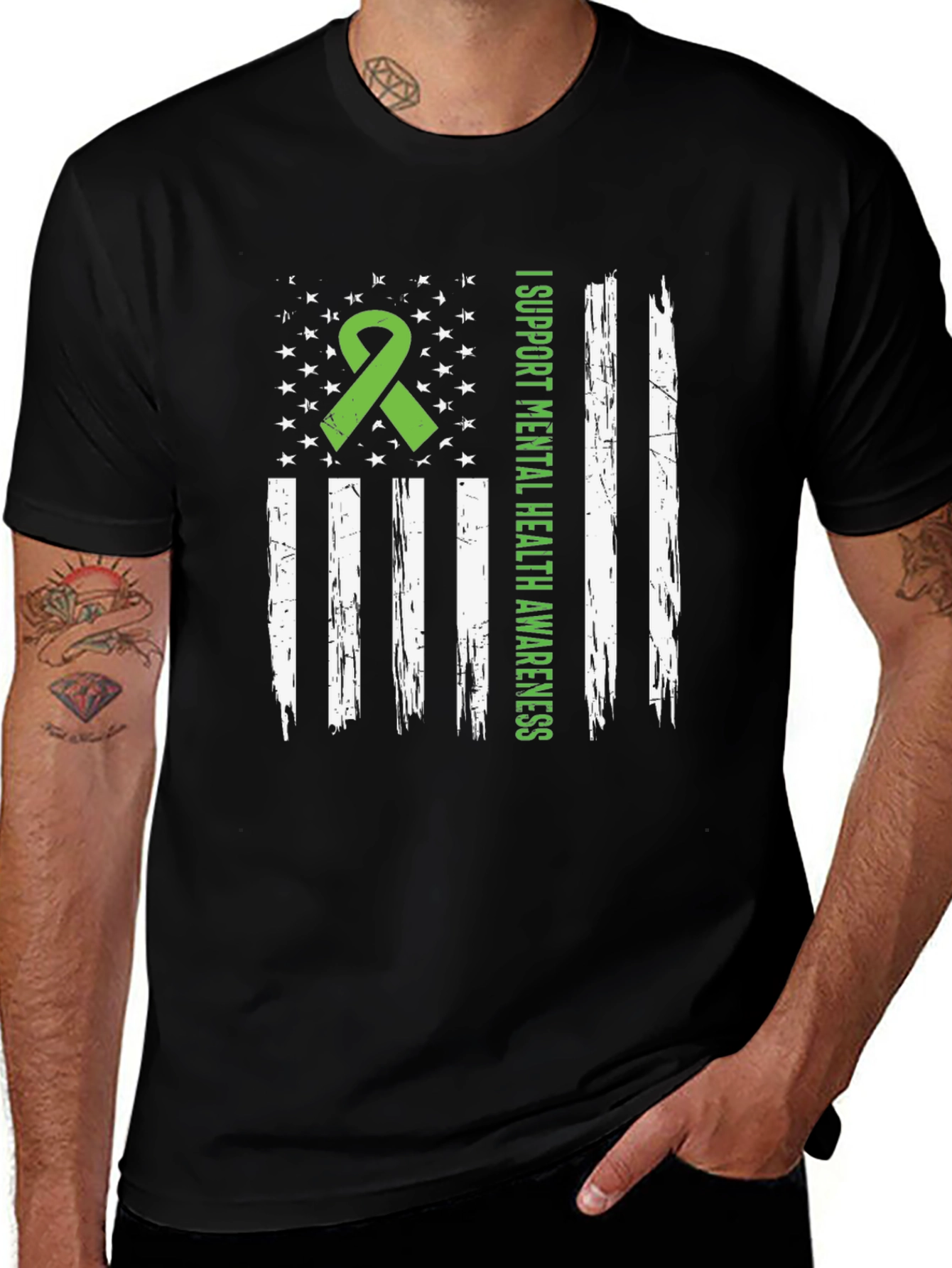 Mental Health Awareness USA Flag Graphic Tee