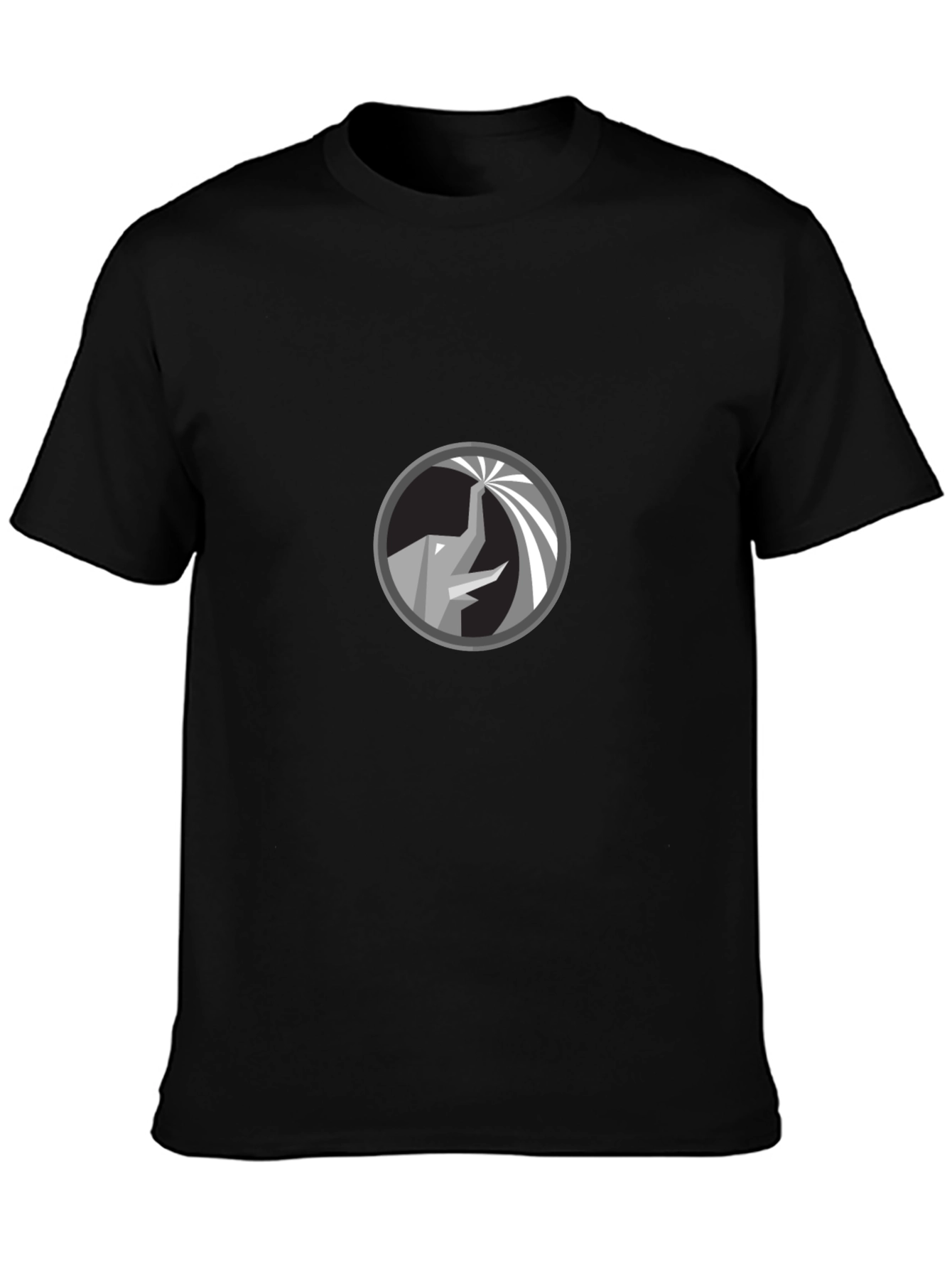 Geometric Elephant Graphic Black T-Shirt