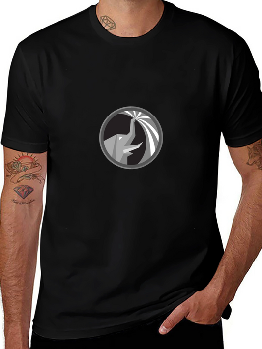 Geometric Elephant Graphic Black T-Shirt