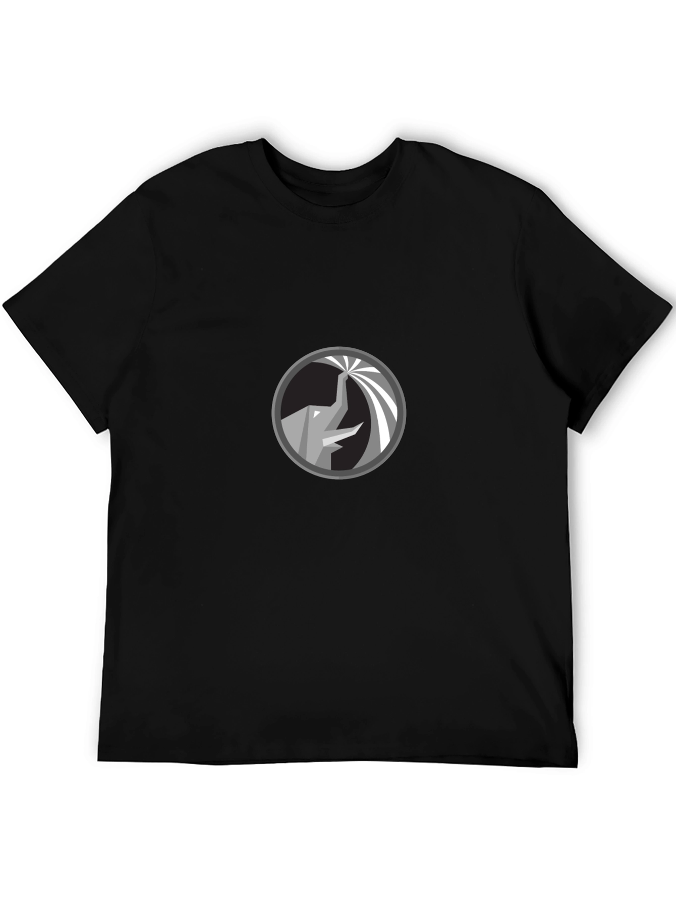 Geometric Elephant Graphic Black T-Shirt