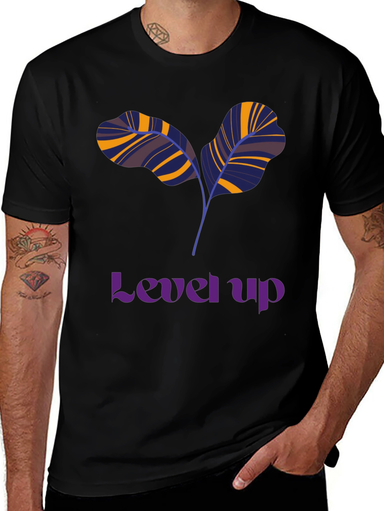 Level Up T-Shirt: Unique Leaf Design