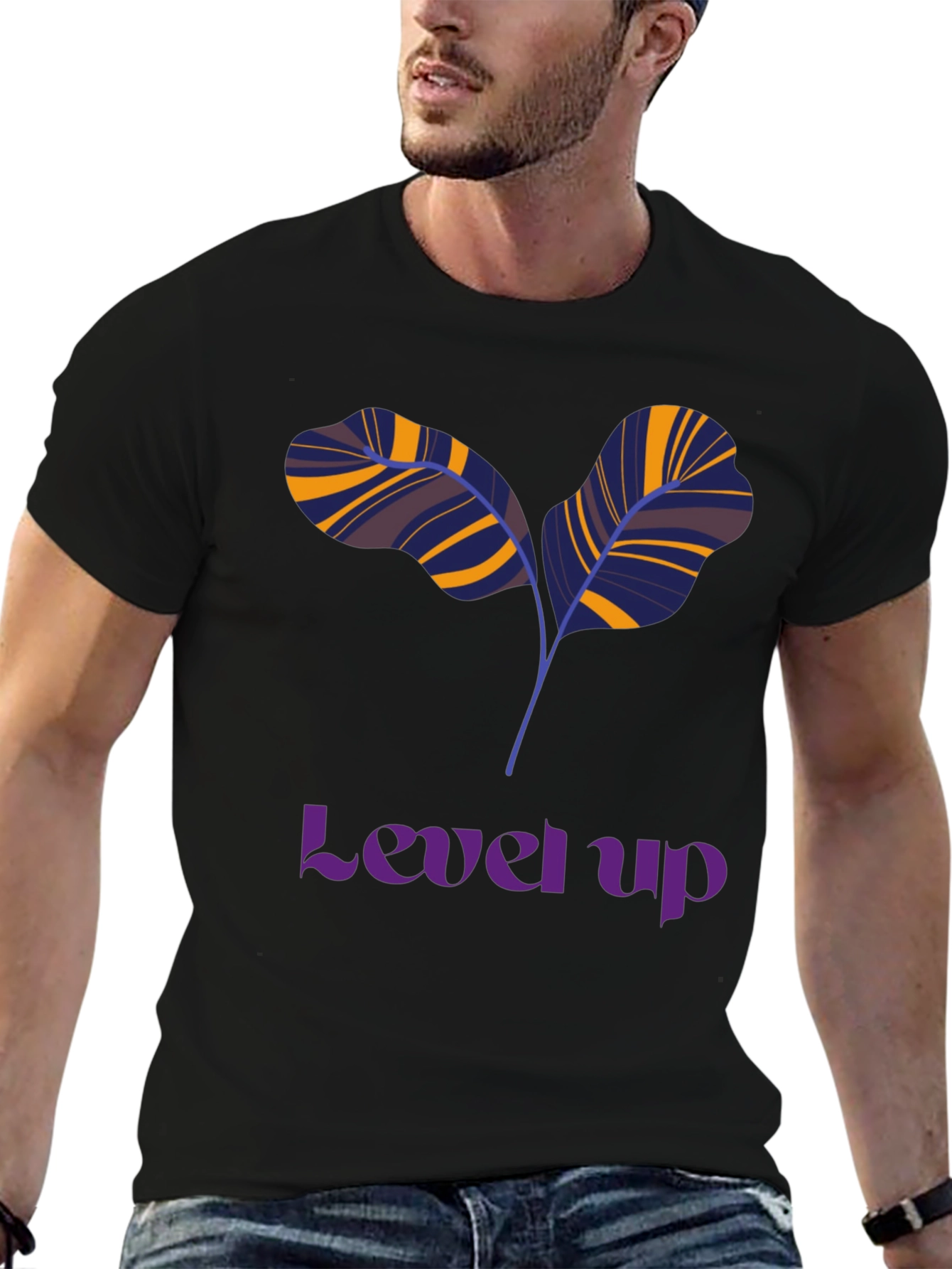 Level Up T-Shirt: Unique Leaf Design