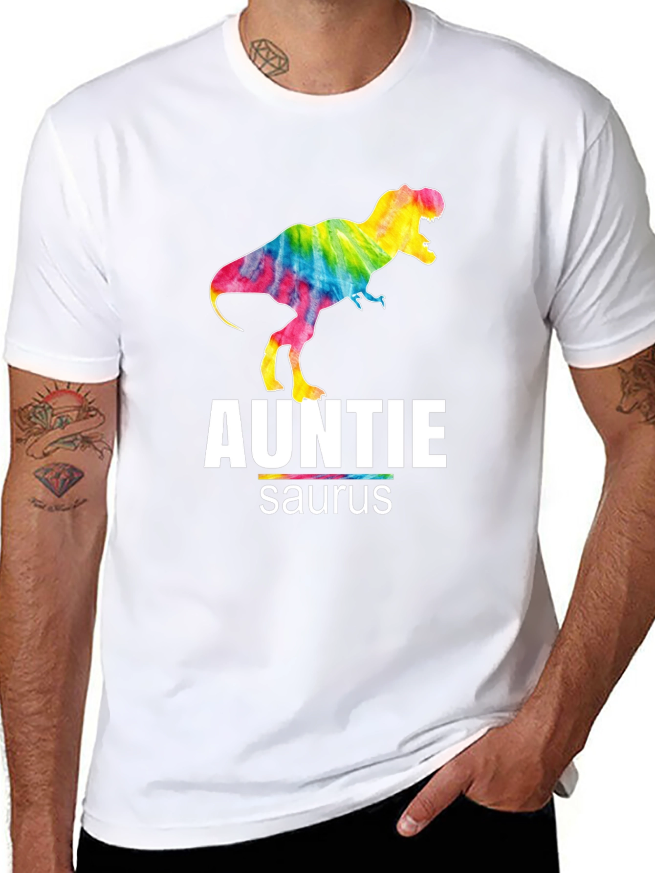 Auntie Saurus T-Rex Tie Dye Graphic T-Shirt