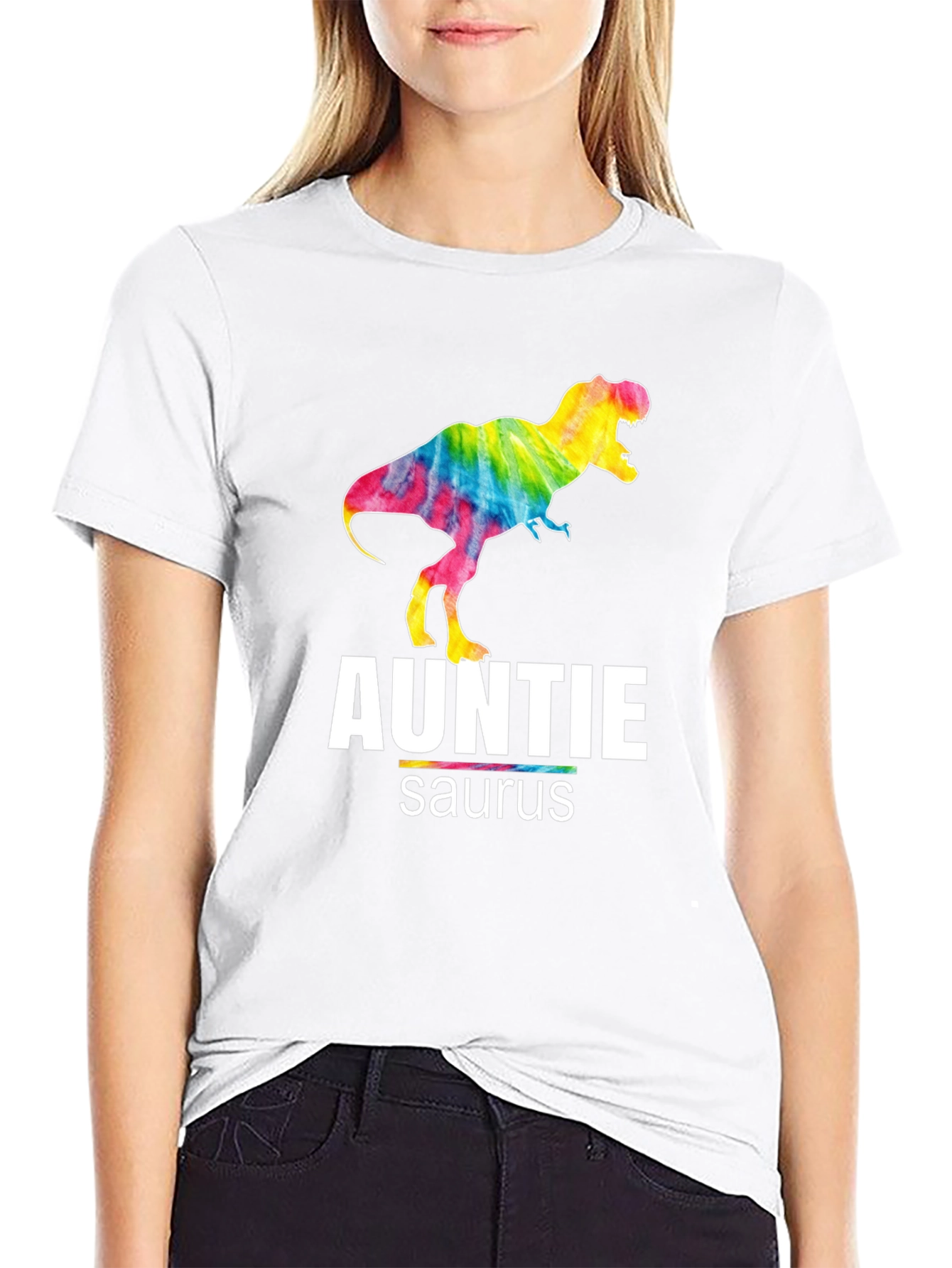 Auntie Saurus T-Rex Tie Dye Graphic T-Shirt