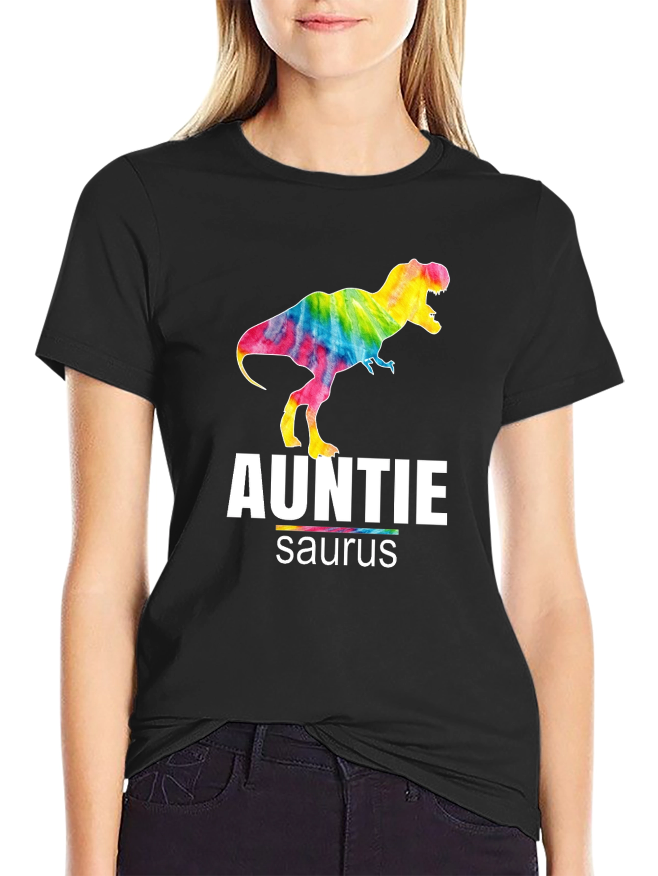 Auntie Saurus T-Rex Tie Dye Graphic T-Shirt