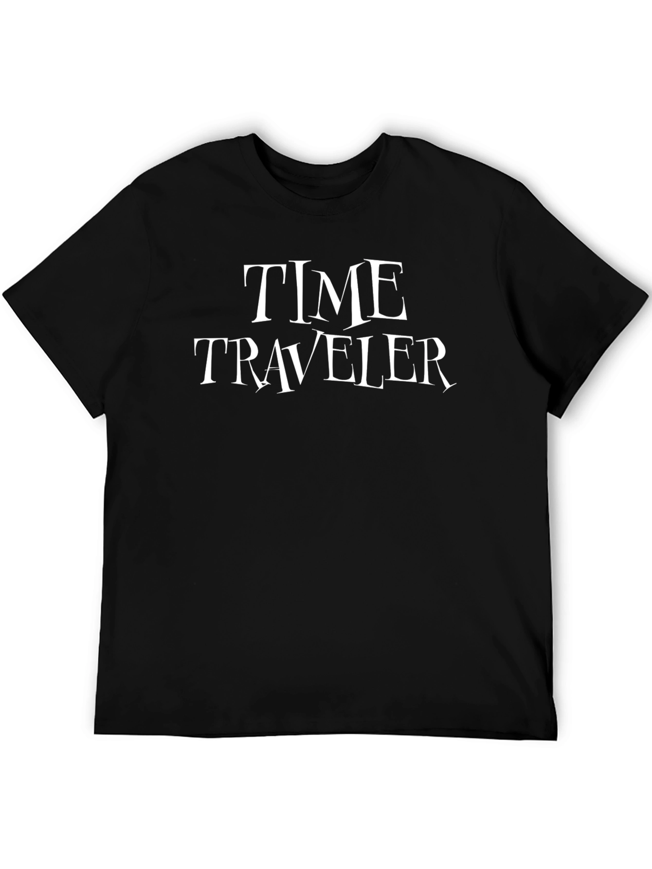 Time Traveler Black Graphic Tee - Novelty T-Shirt