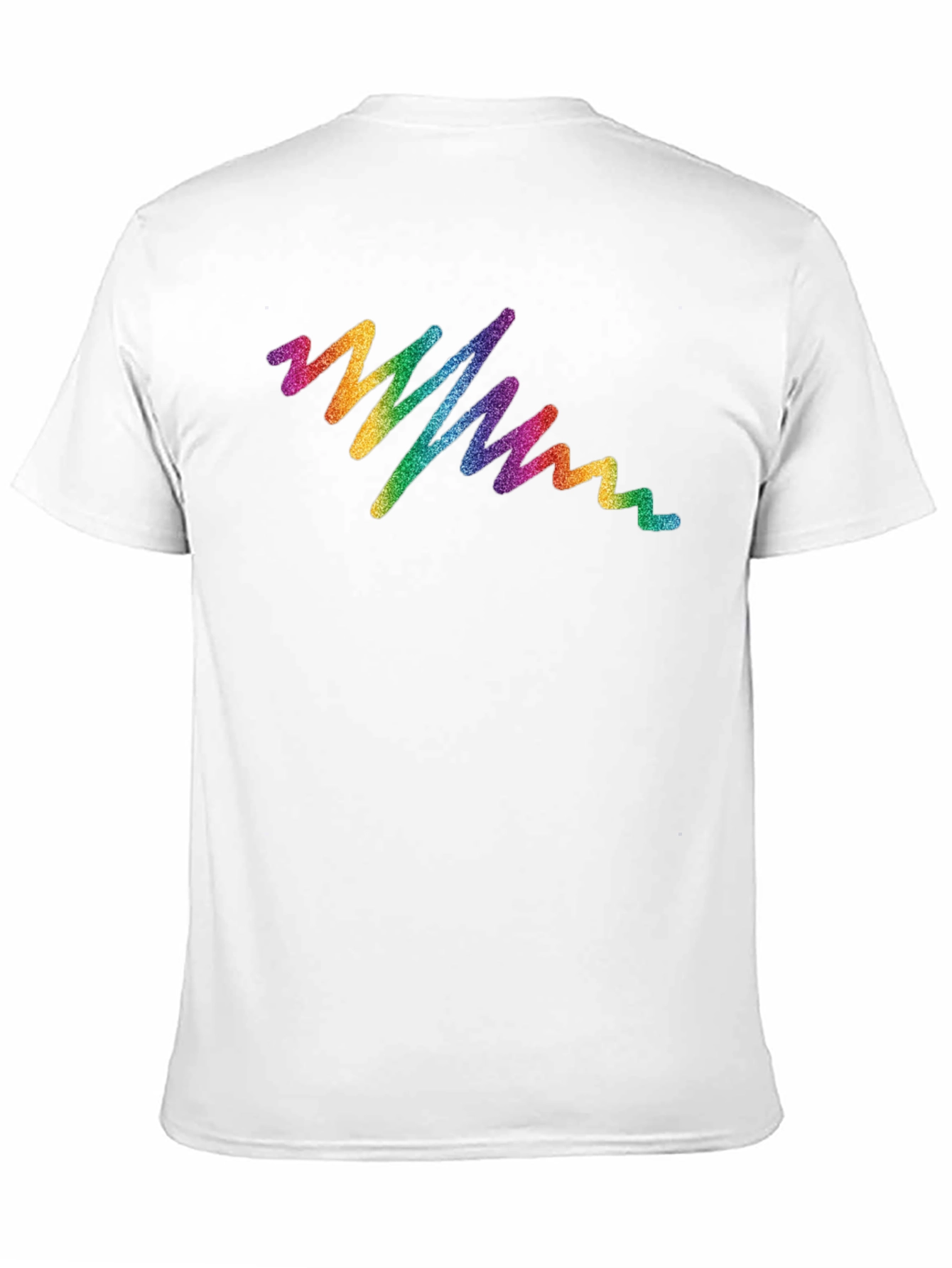 Rainbow Glitter Wave Graphic Tee - Black Cotton T-Shirt