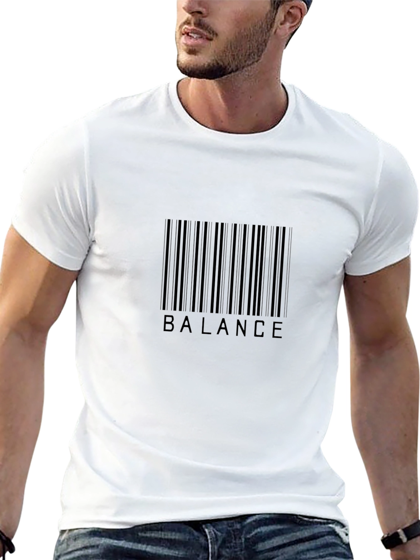 Balance Barcode Graphic Tee - Stylish Black T-Shirt