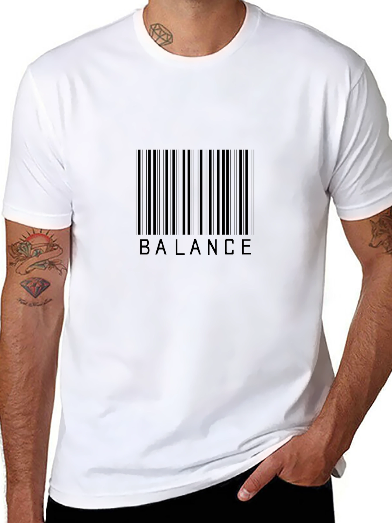 Balance Barcode Graphic Tee - Stylish Black T-Shirt