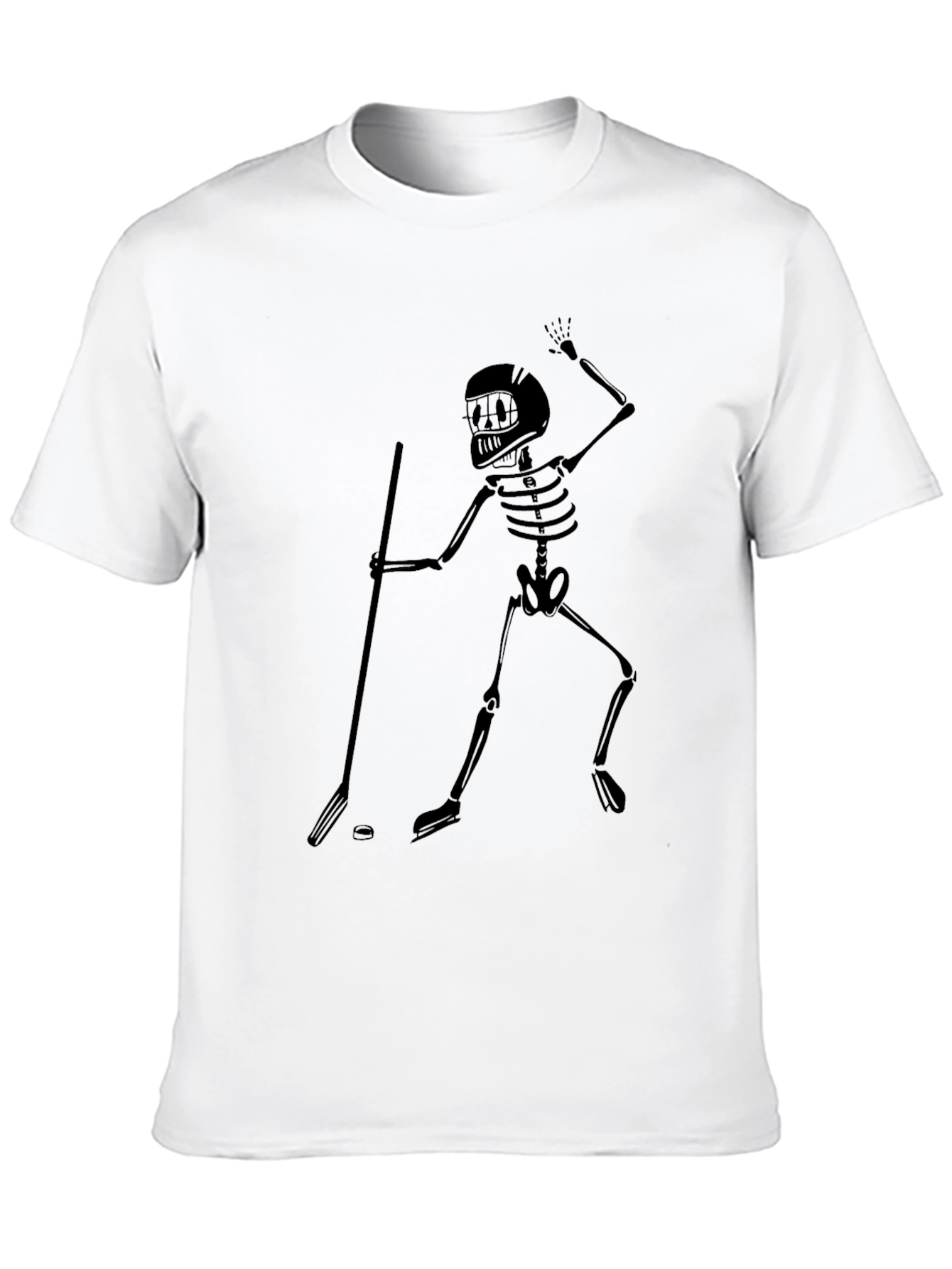 Skeleton Hockey Player Graphic Tee
