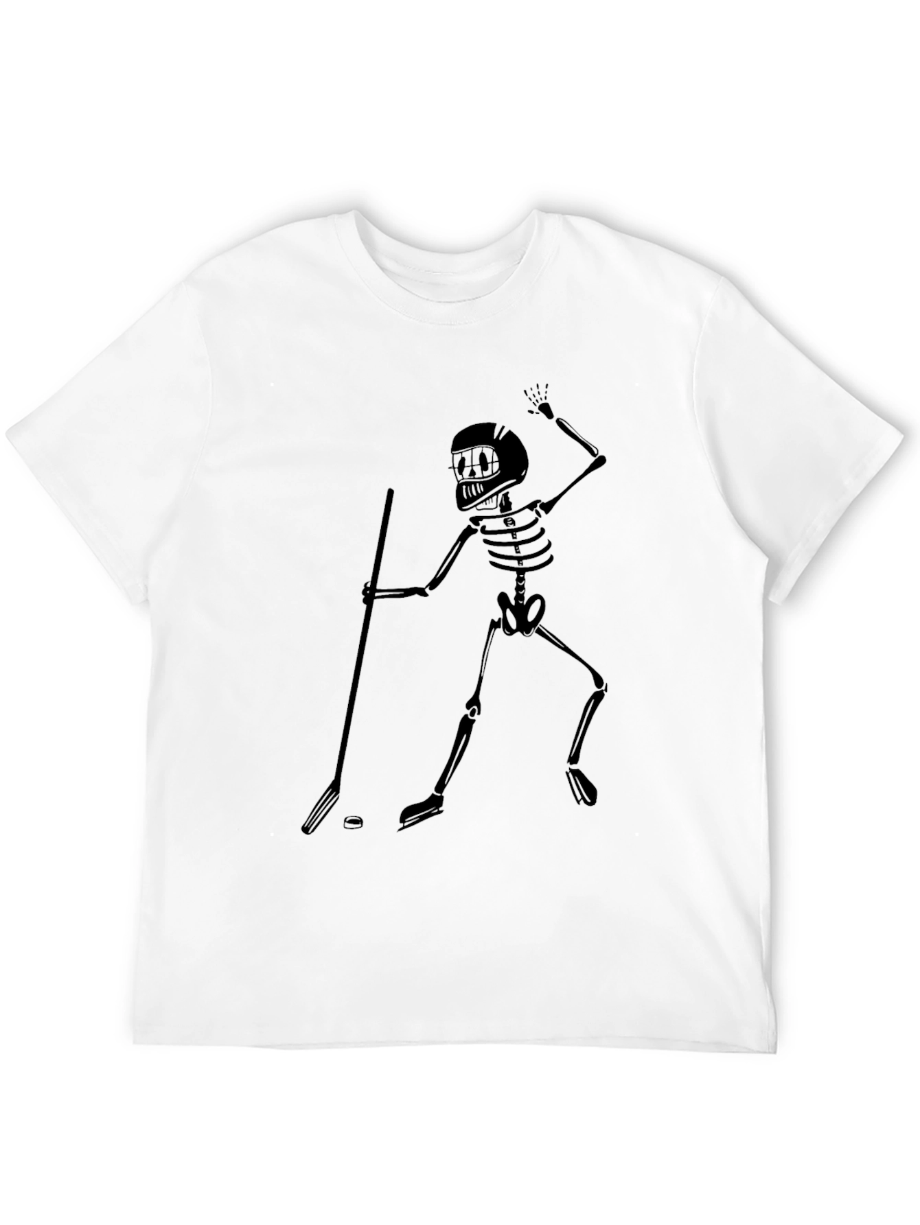 Skeleton Hockey Player Graphic Tee