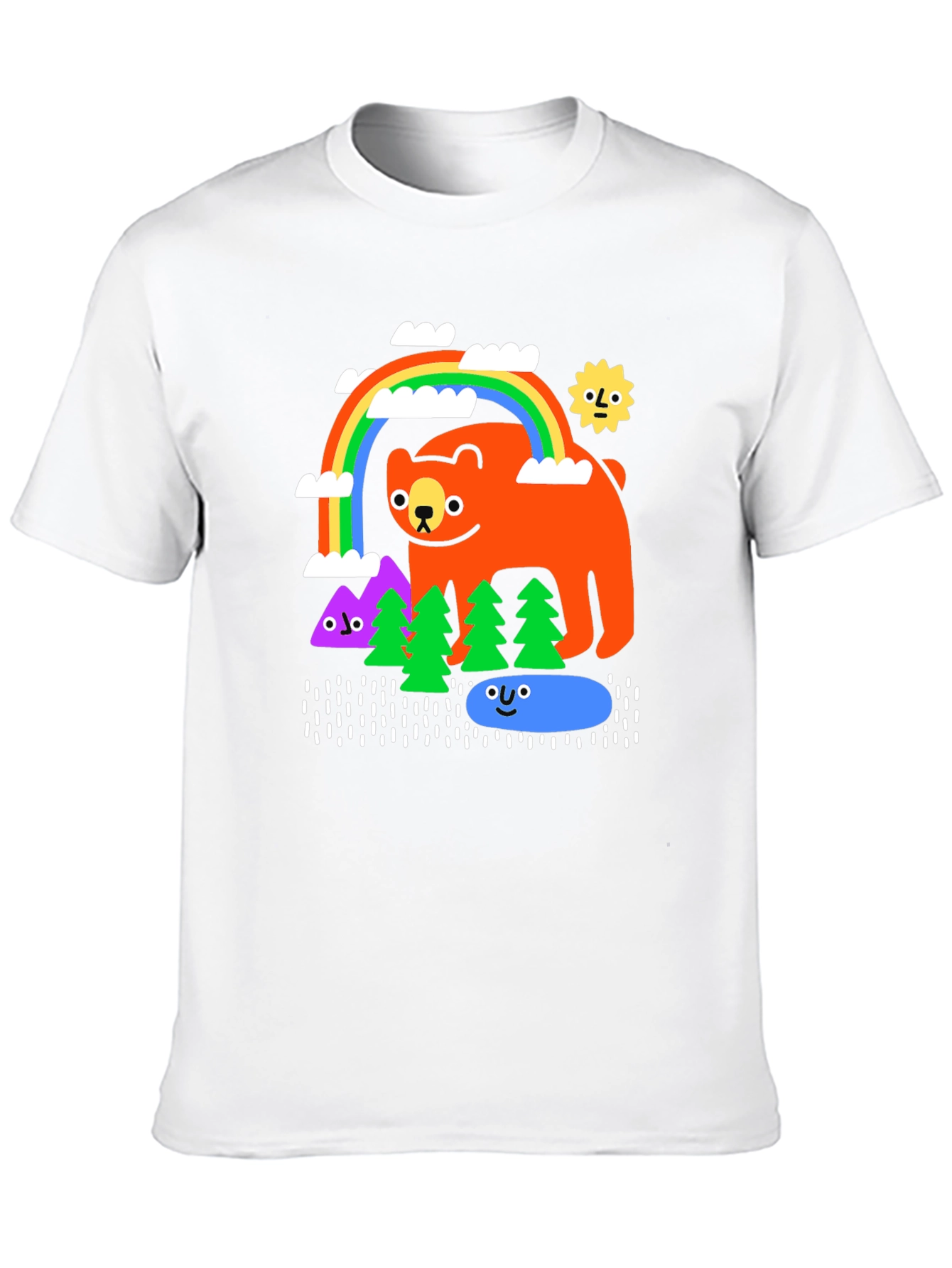 Cartoon Bear Rainbow Forest T-Shirt