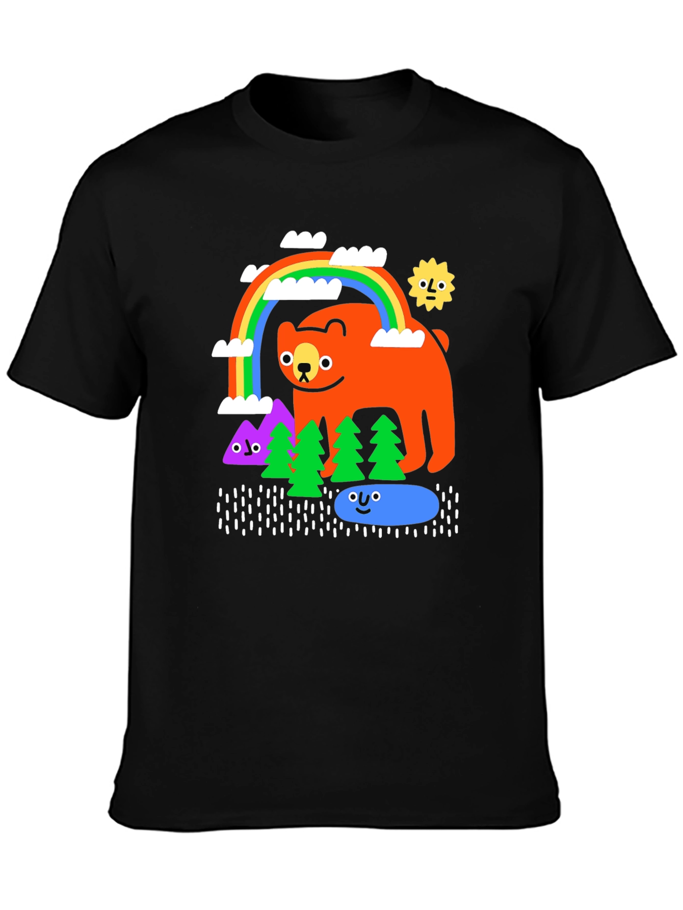 Cartoon Bear Rainbow Forest T-Shirt