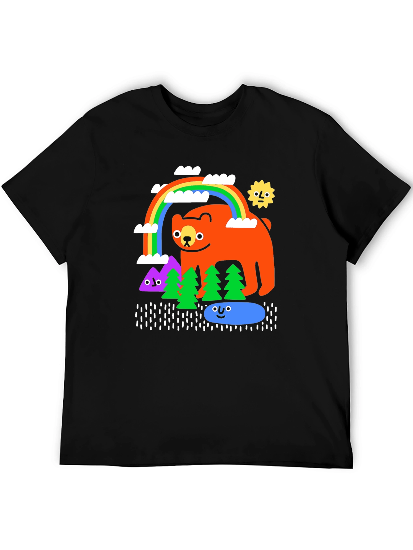 Cartoon Bear Rainbow Forest T-Shirt