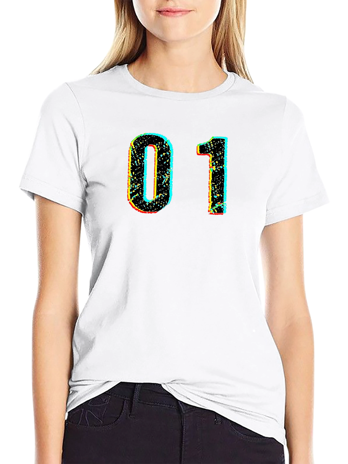 Retro Number 01 Graphic Black T-Shirt