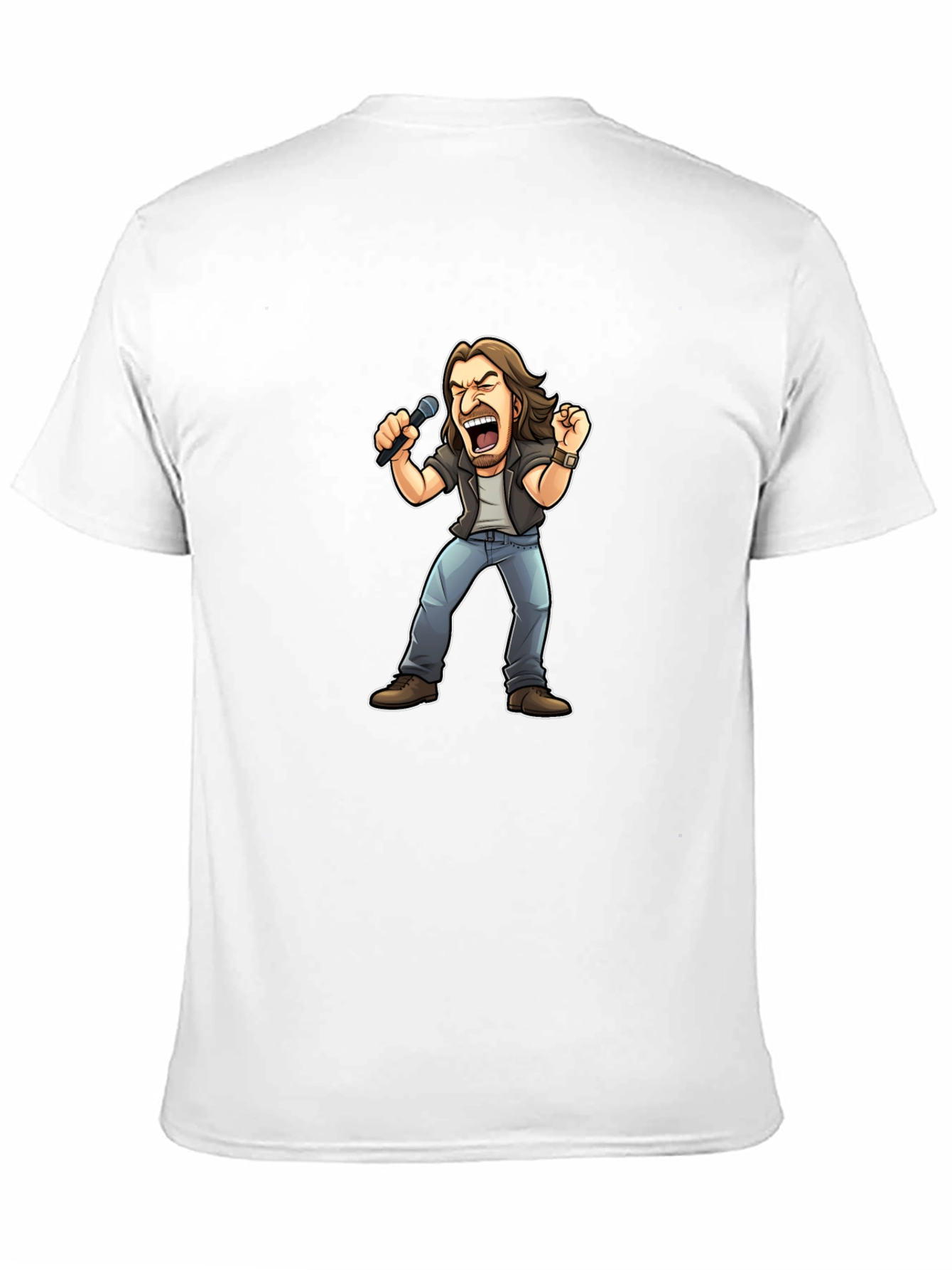 Rockstar Cartoon Graphic Tee - Black Cotton T-Shirt