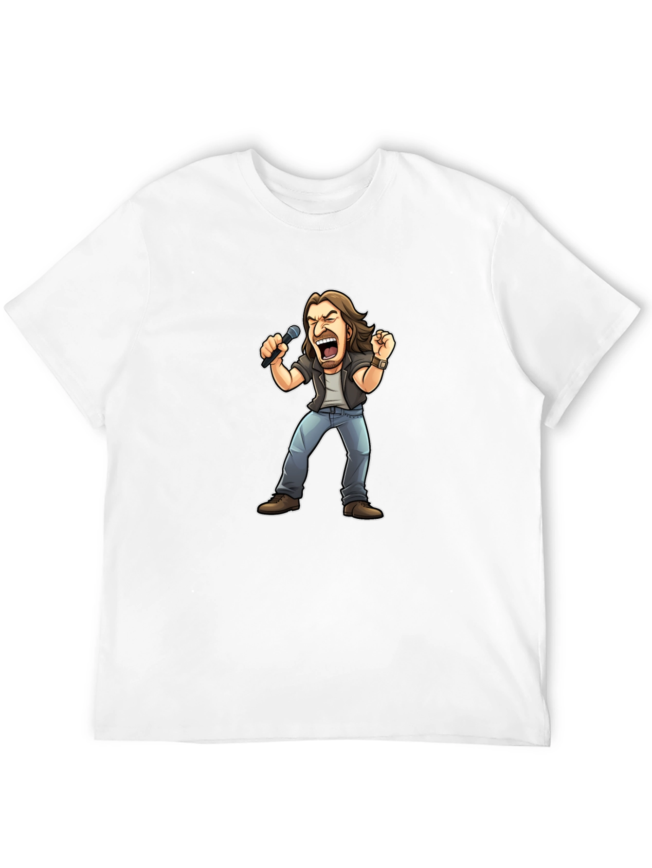 Rockstar Cartoon Graphic Tee - Black Cotton T-Shirt