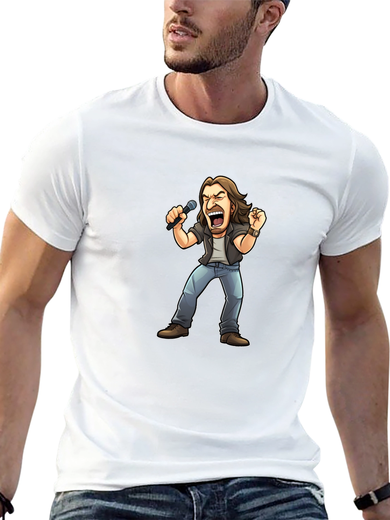 Rockstar Cartoon Graphic Tee - Black Cotton T-Shirt