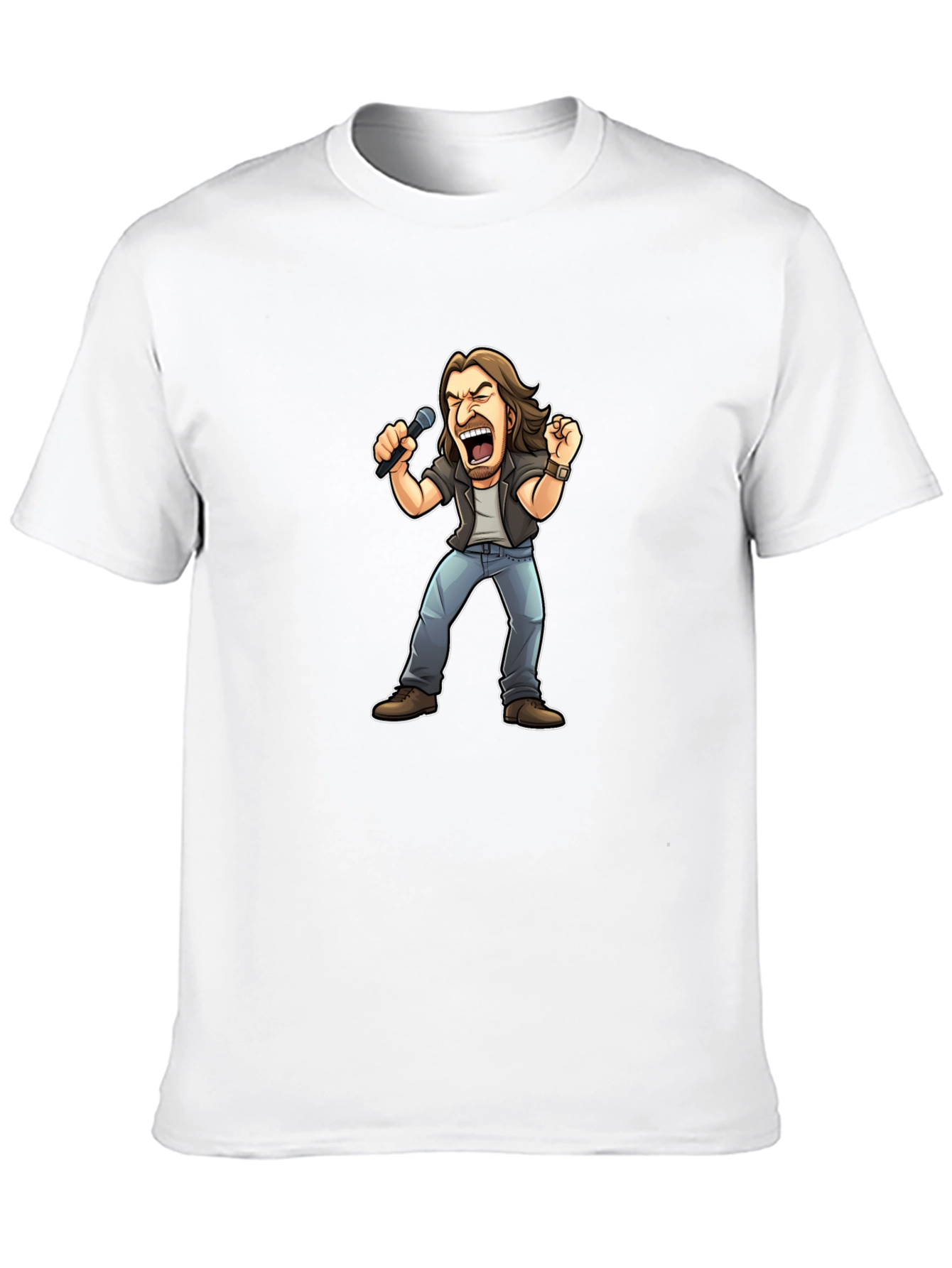 Rockstar Cartoon Graphic Tee - Black Cotton T-Shirt