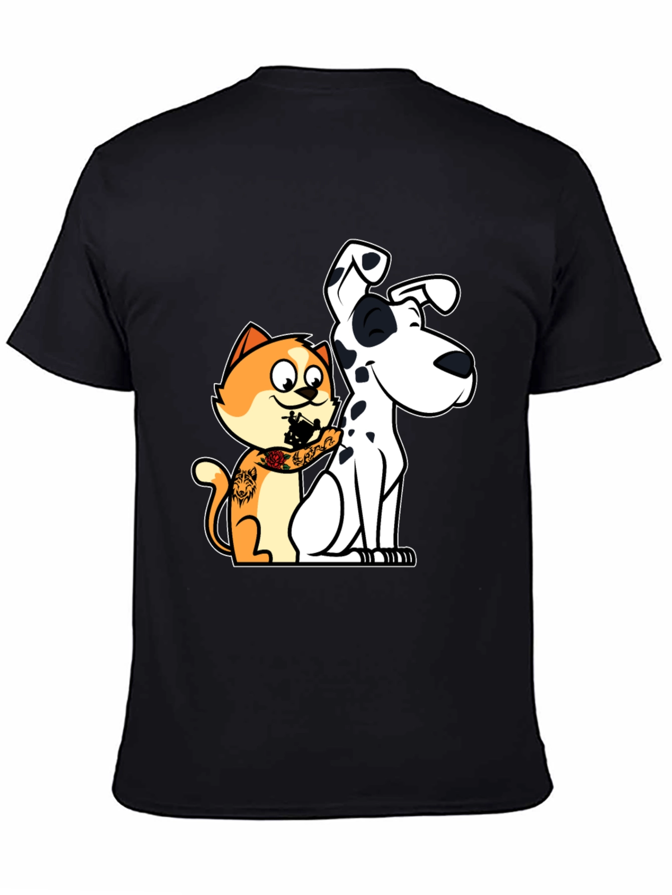 Cat Tattooing Dog Graphic T-Shirt