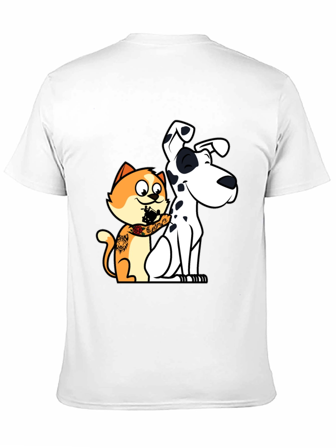Cat Tattooing Dog Graphic T-Shirt