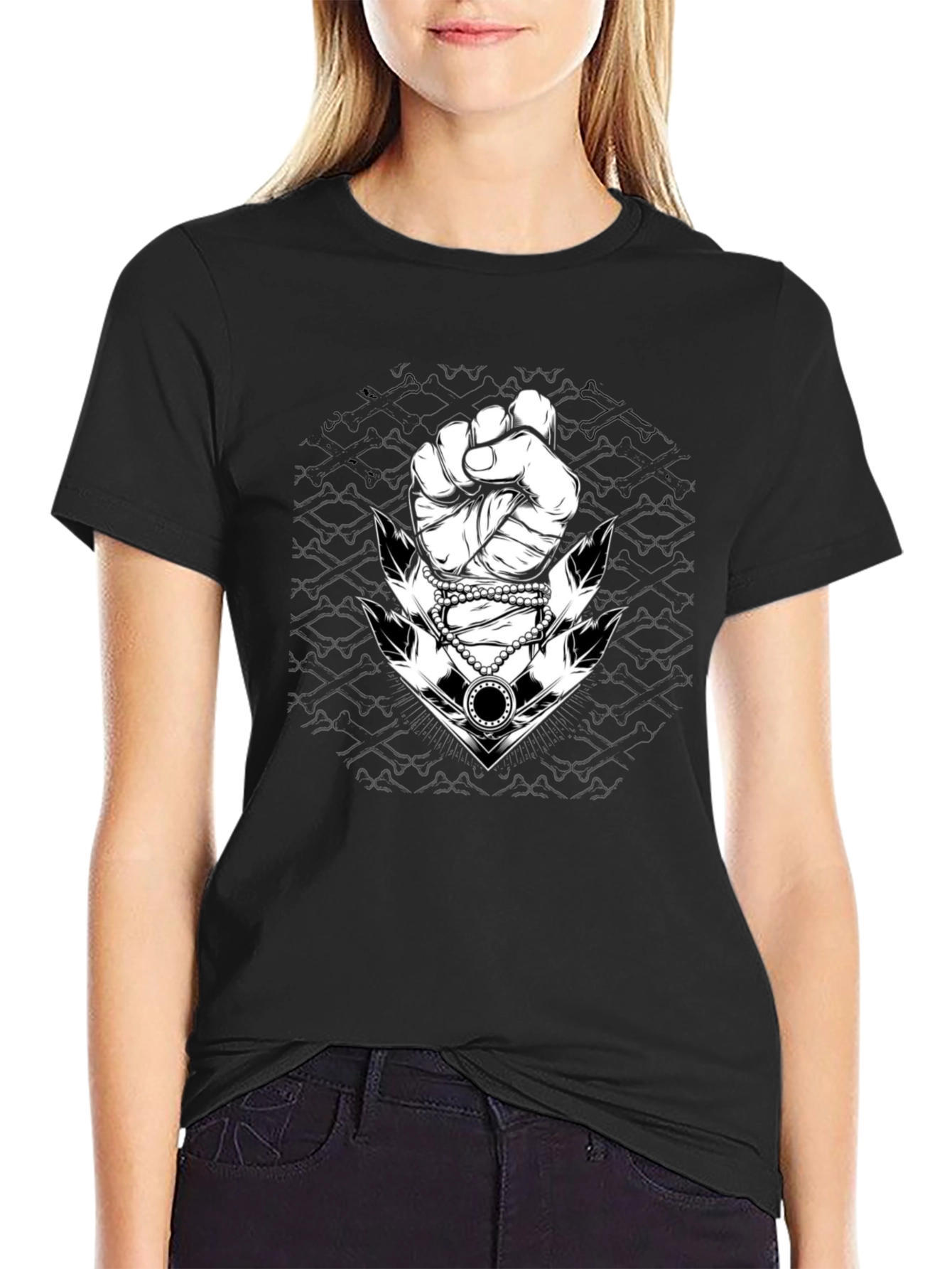 Graphic Tee: Fist & Anchor Design - Black