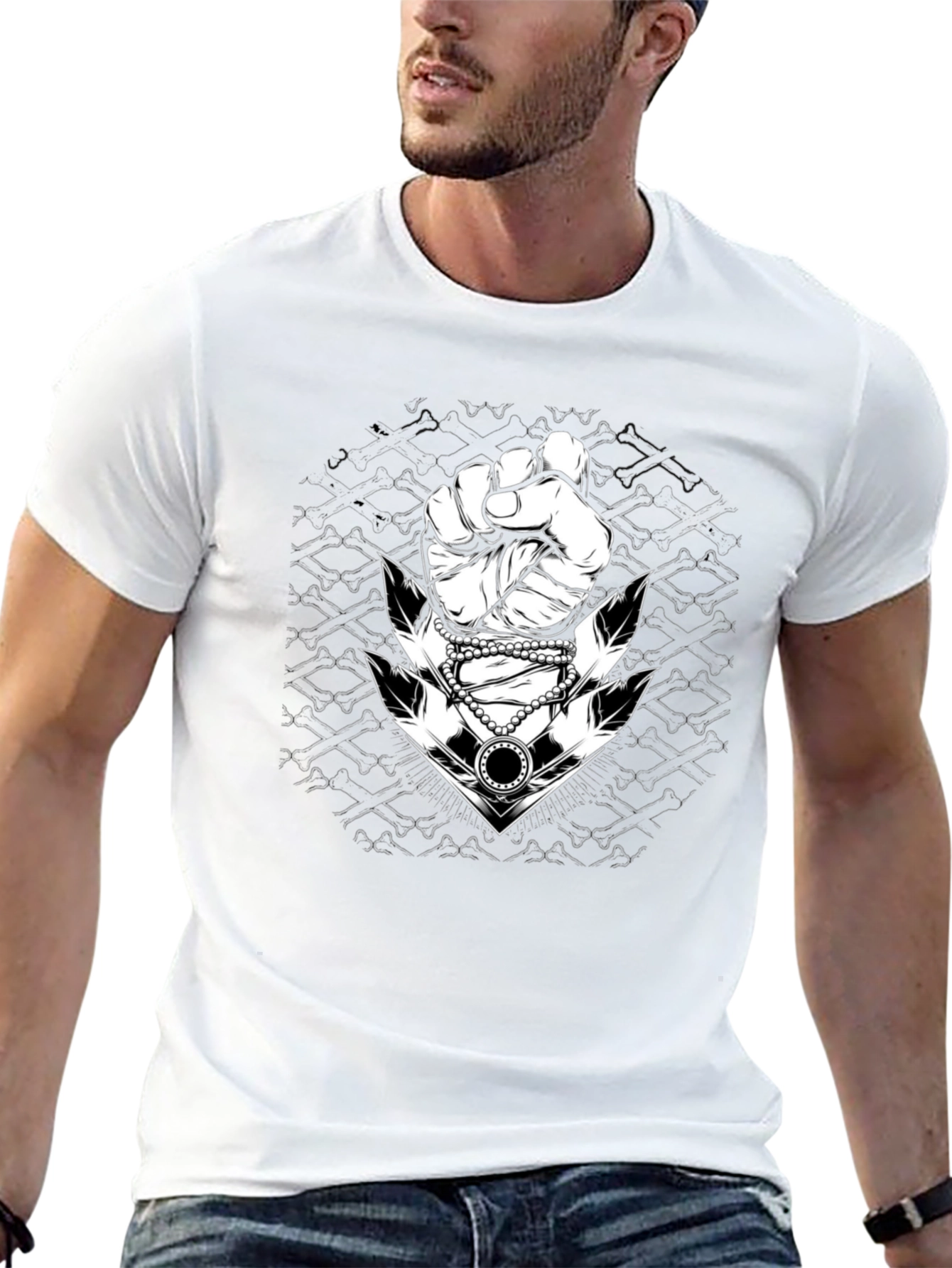 Graphic Tee: Fist & Anchor Design - Black