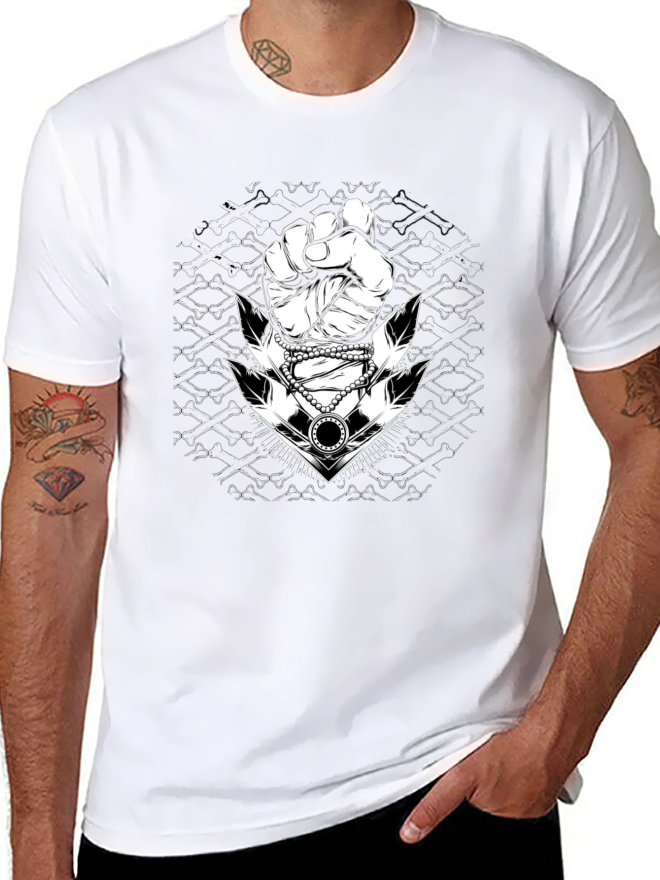 Graphic Tee: Fist & Anchor Design - Black