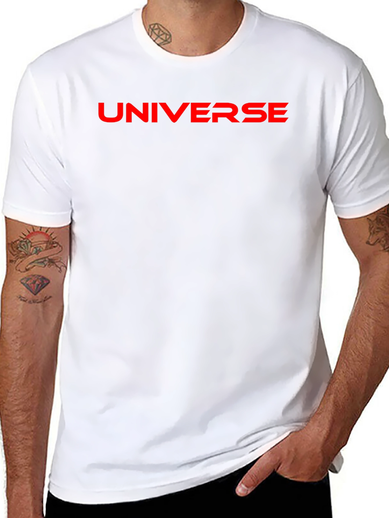 Universe Graphic T-Shirt - Bold Red Print on Black