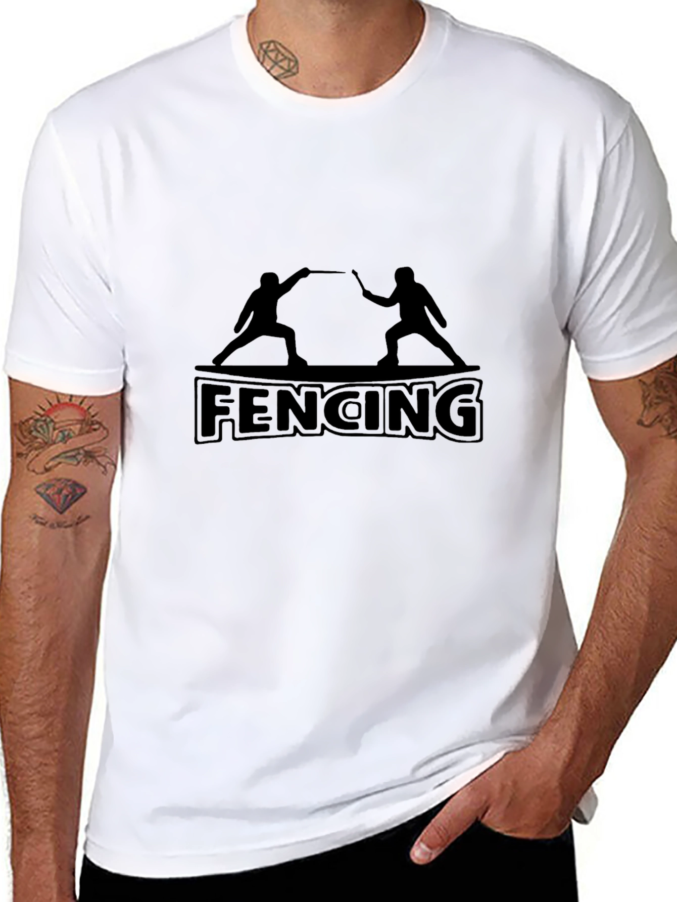 Fencing Silhouette Black T-Shirt