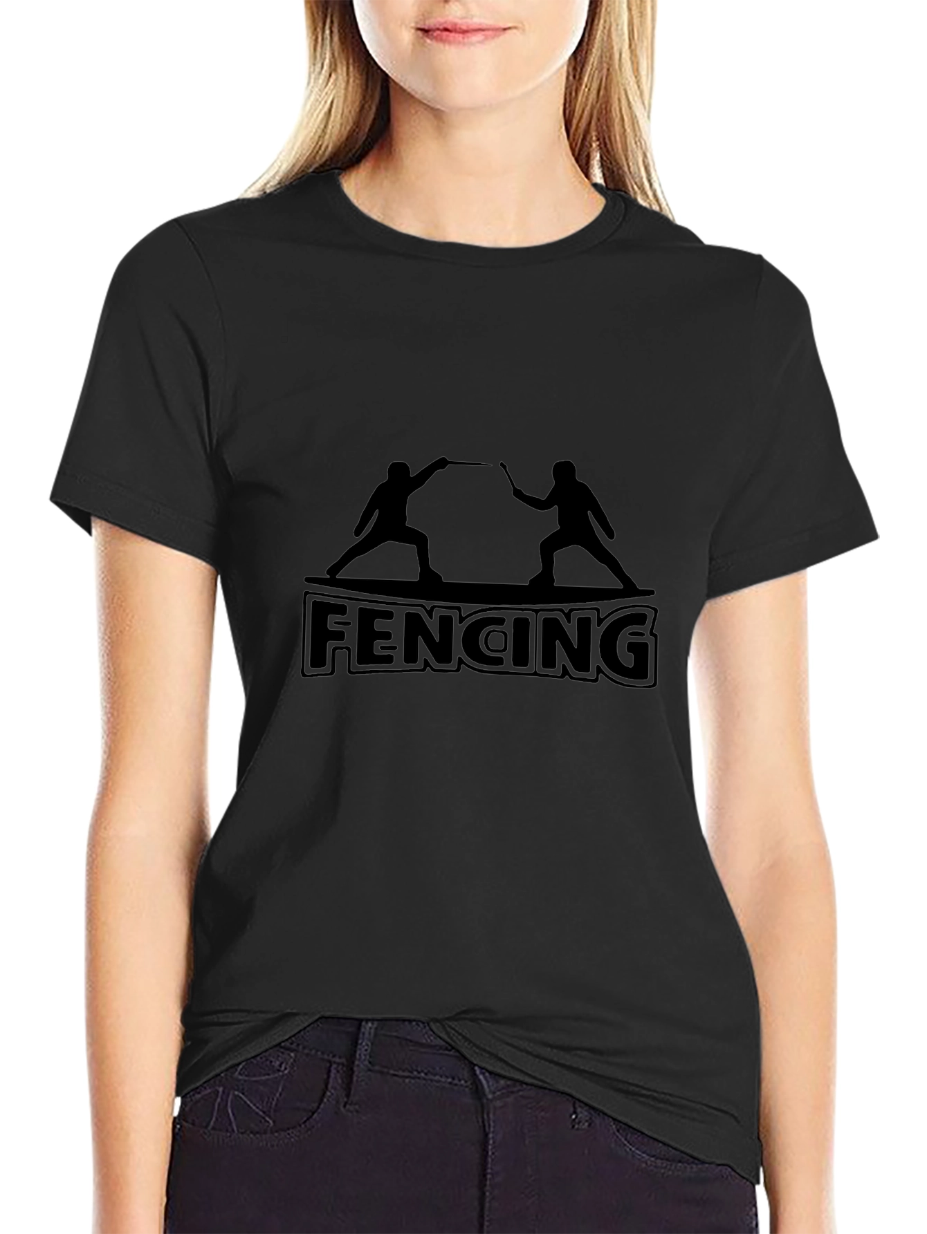 Fencing Silhouette Black T-Shirt