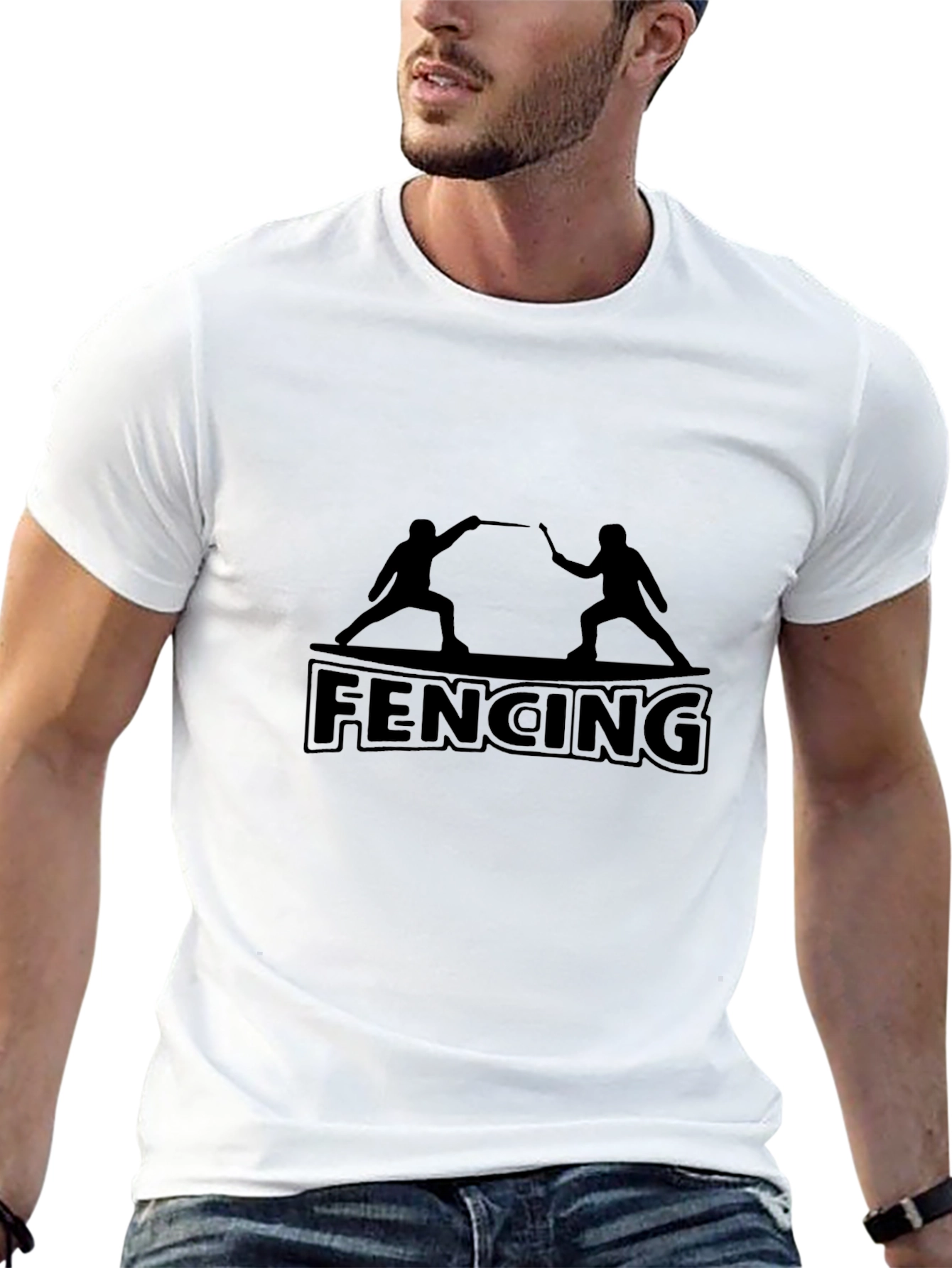 Fencing Silhouette Black T-Shirt