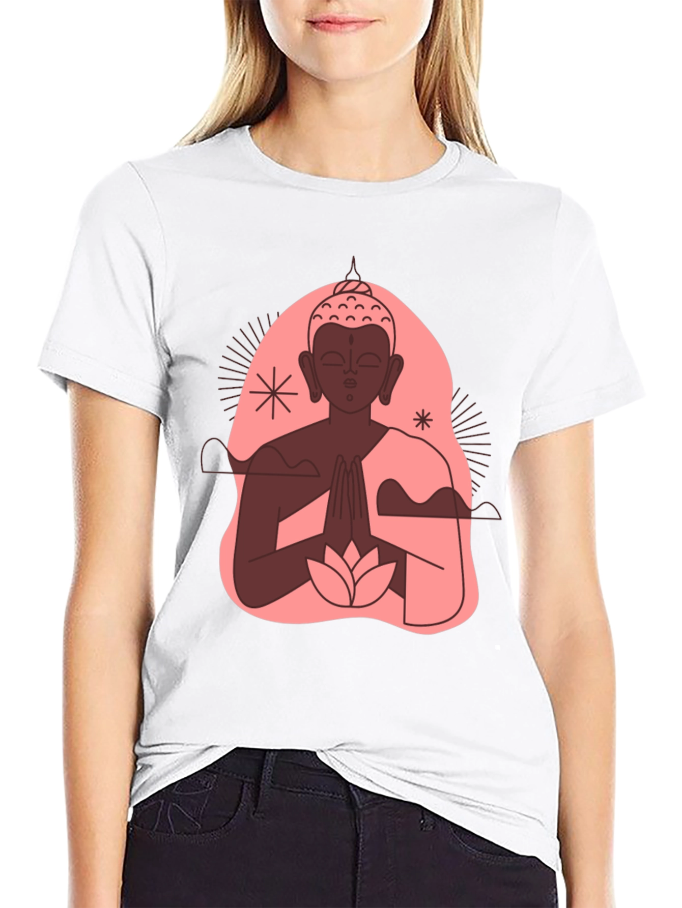Buddha Graphic Black T-Shirt - Peaceful Lotus Design