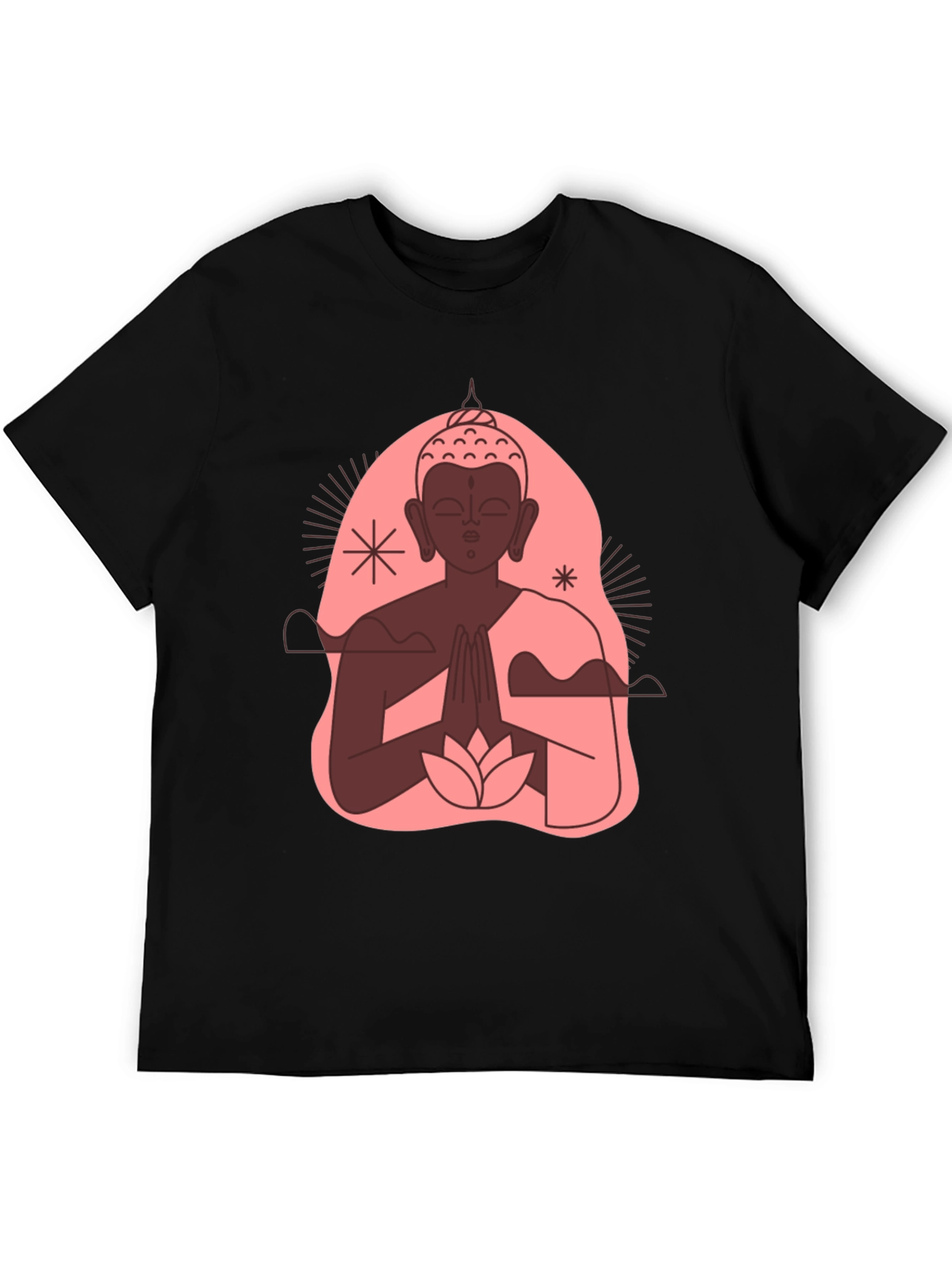 Buddha Graphic Black T-Shirt - Peaceful Lotus Design