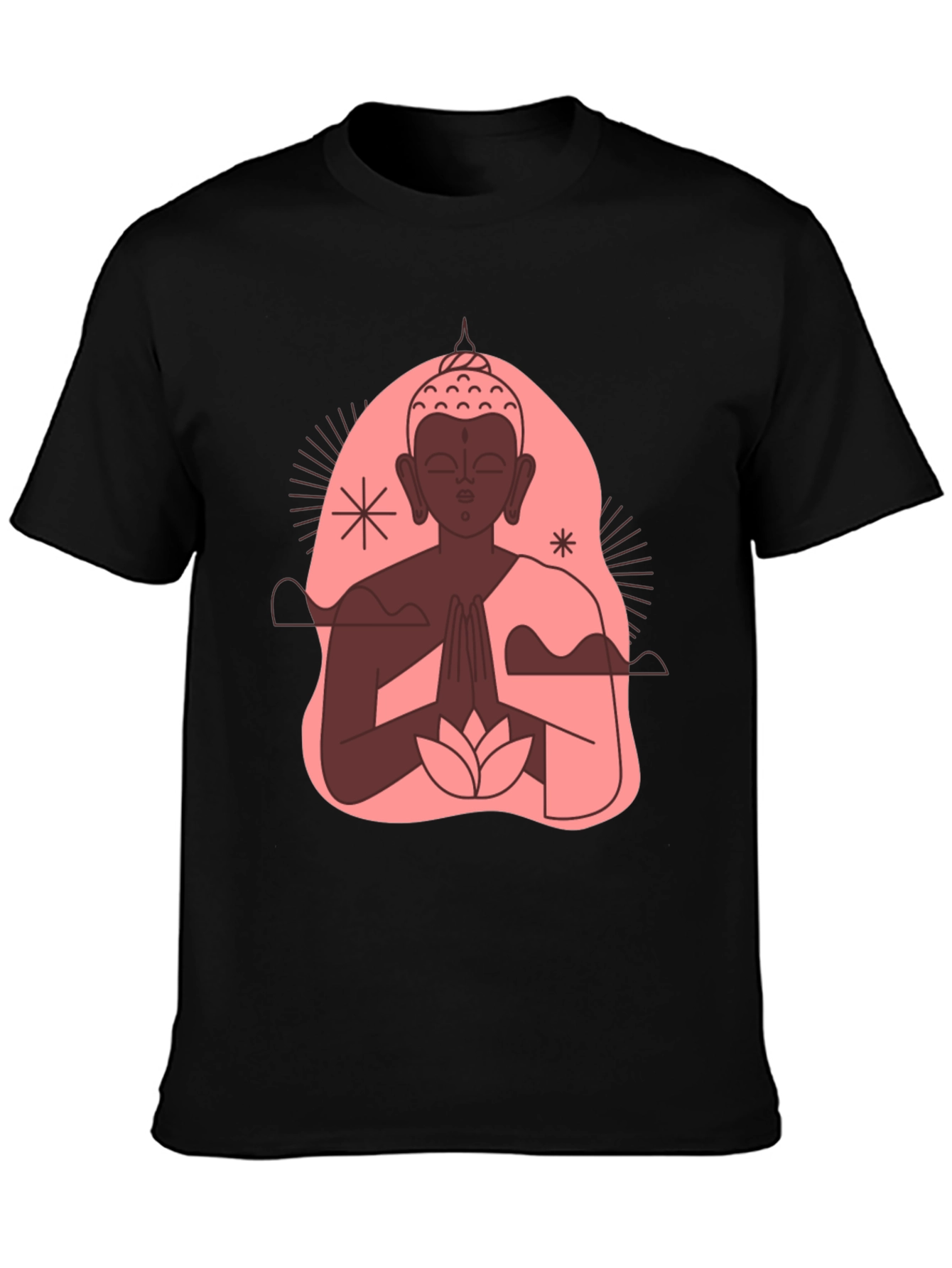 Buddha Graphic Black T-Shirt - Peaceful Lotus Design