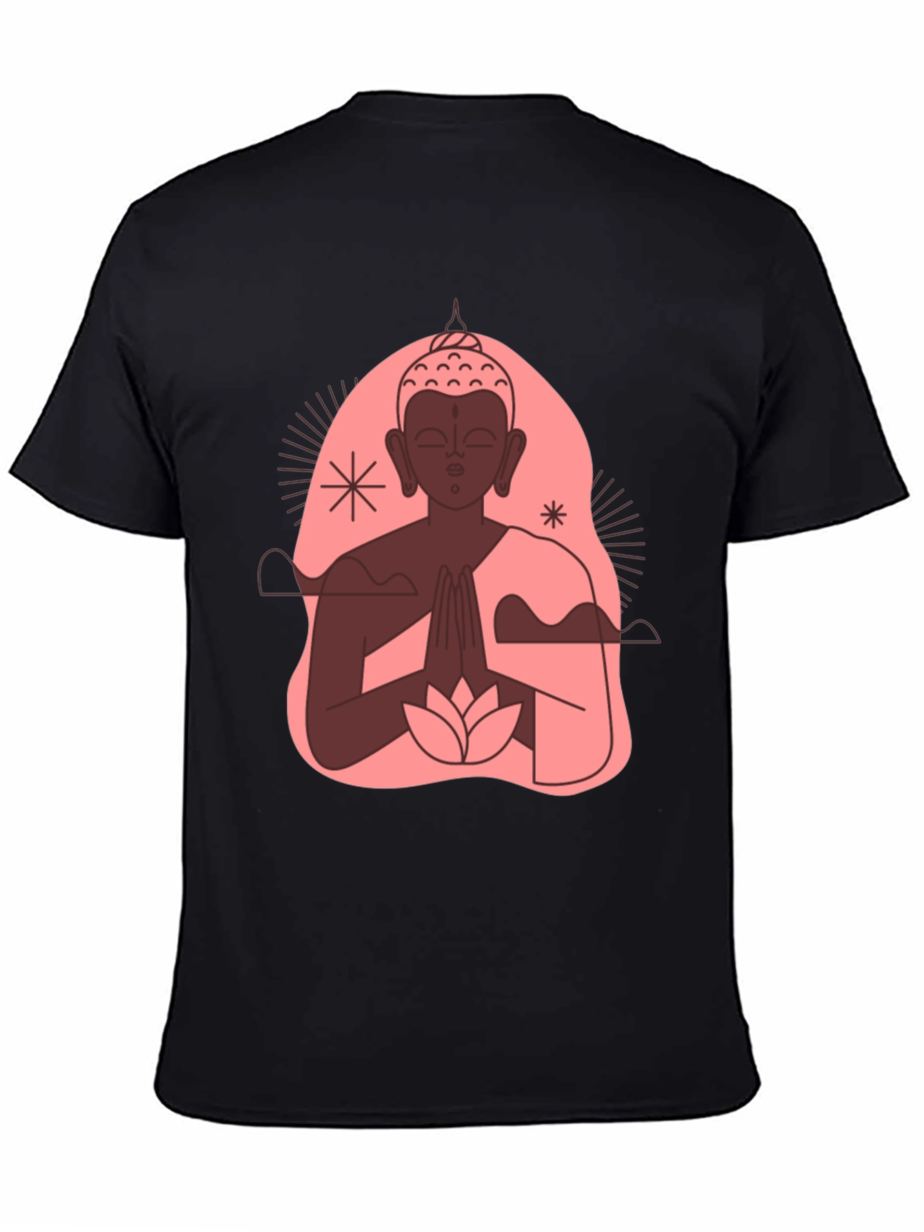 Buddha Graphic Black T-Shirt - Peaceful Lotus Design