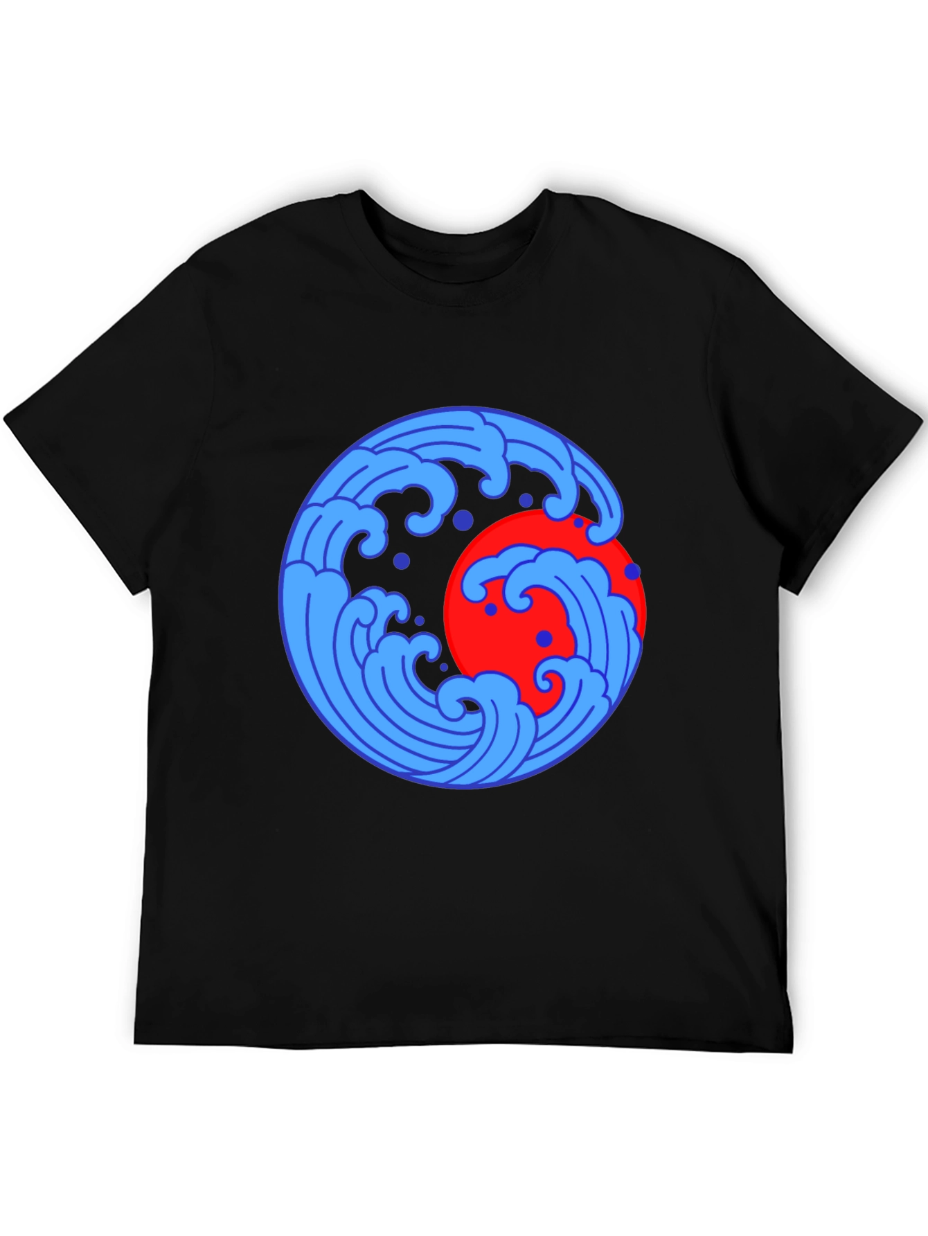 Ocean Wave and Sun Graphic Tee - Black