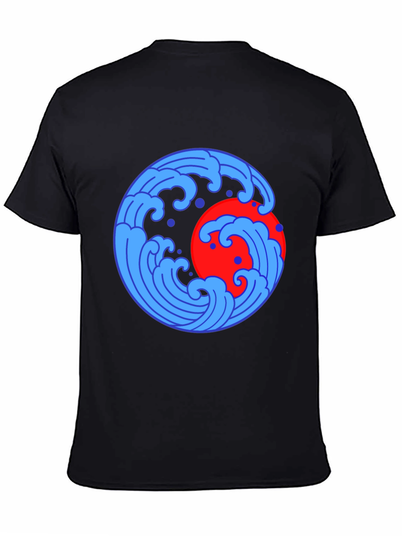 Ocean Wave and Sun Graphic Tee - Black