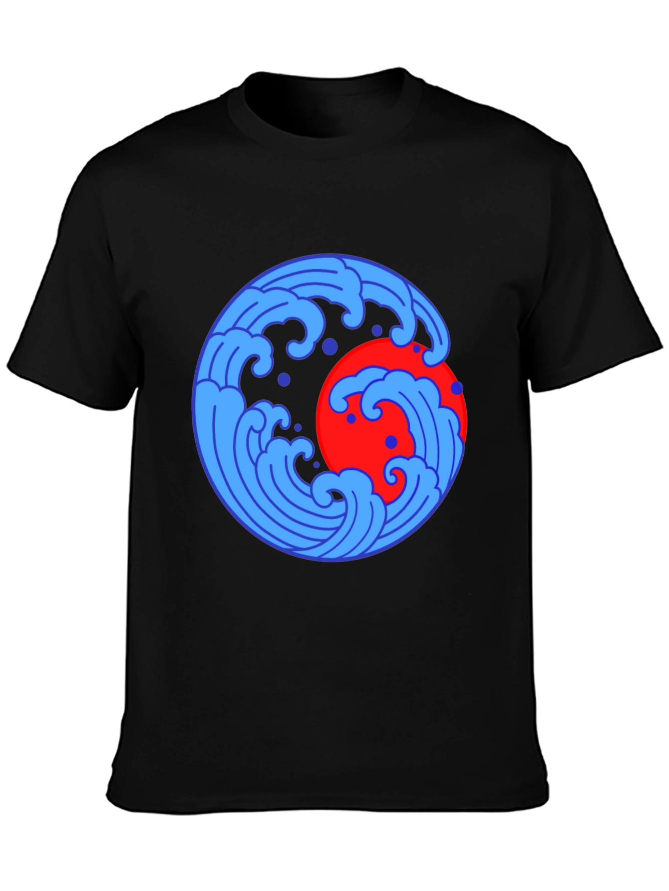 Ocean Wave and Sun Graphic Tee - Black