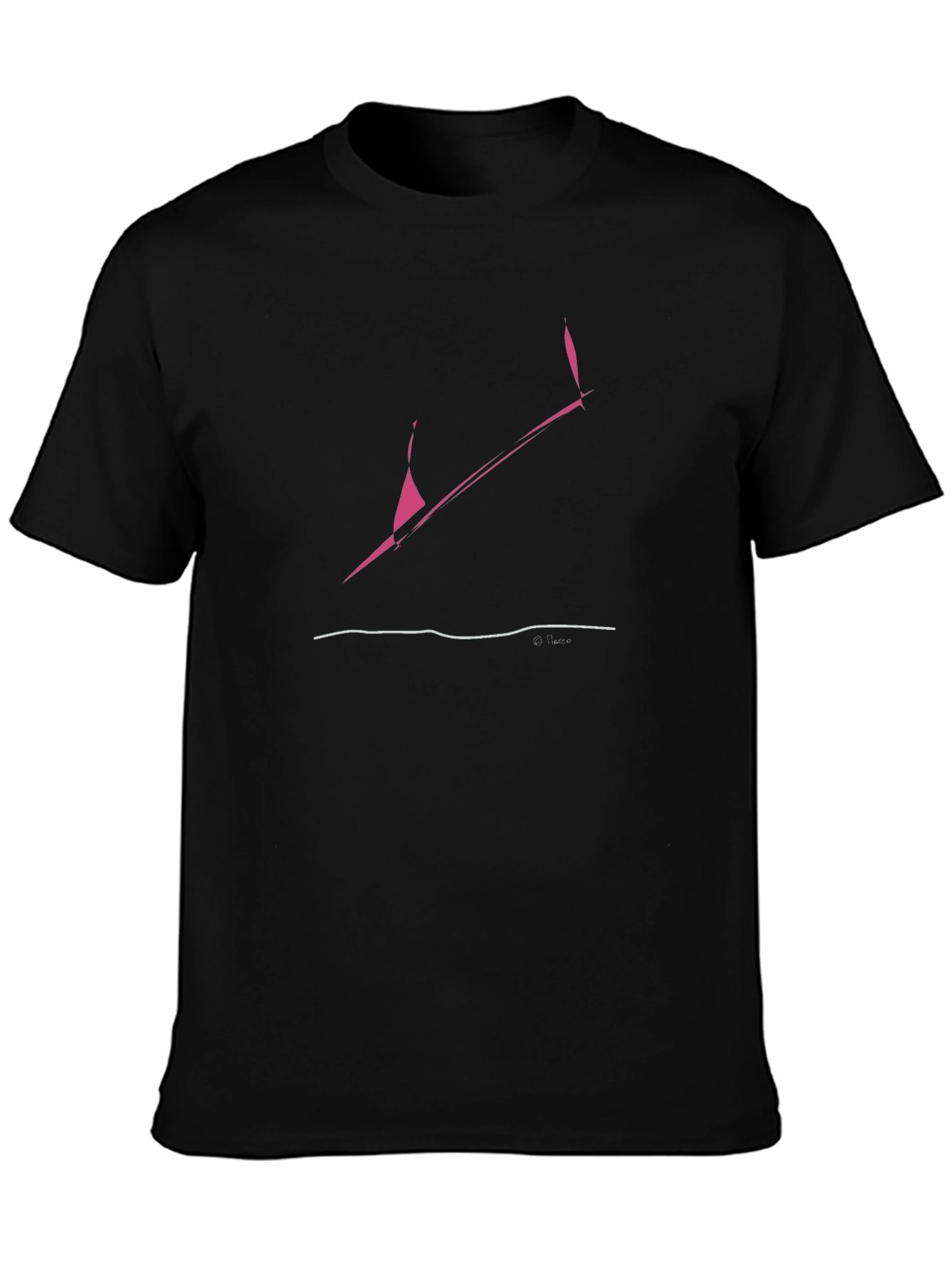 Abstract Pink Graphic Black T-Shirt