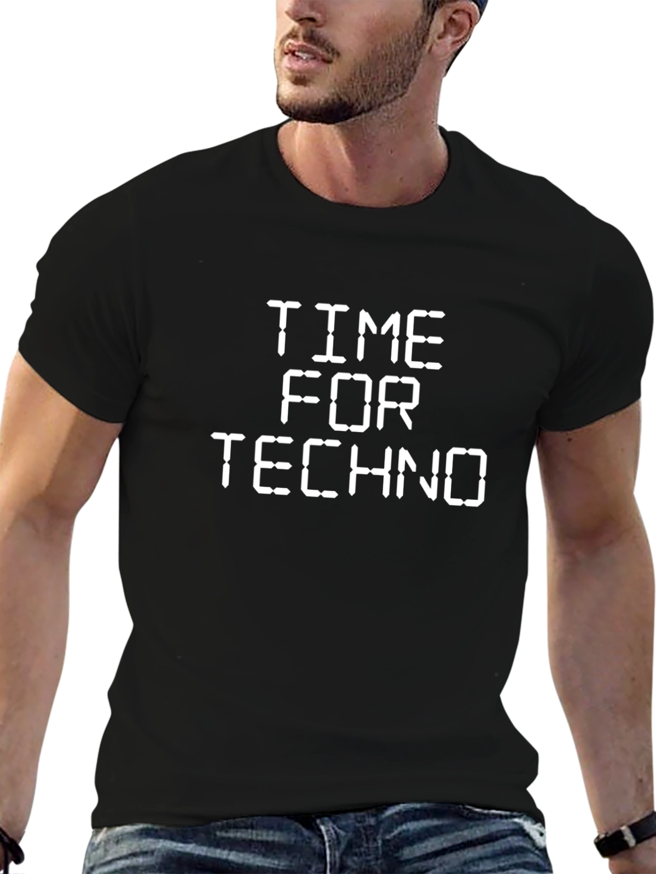 Time for Techno Black Graphic T-Shirt